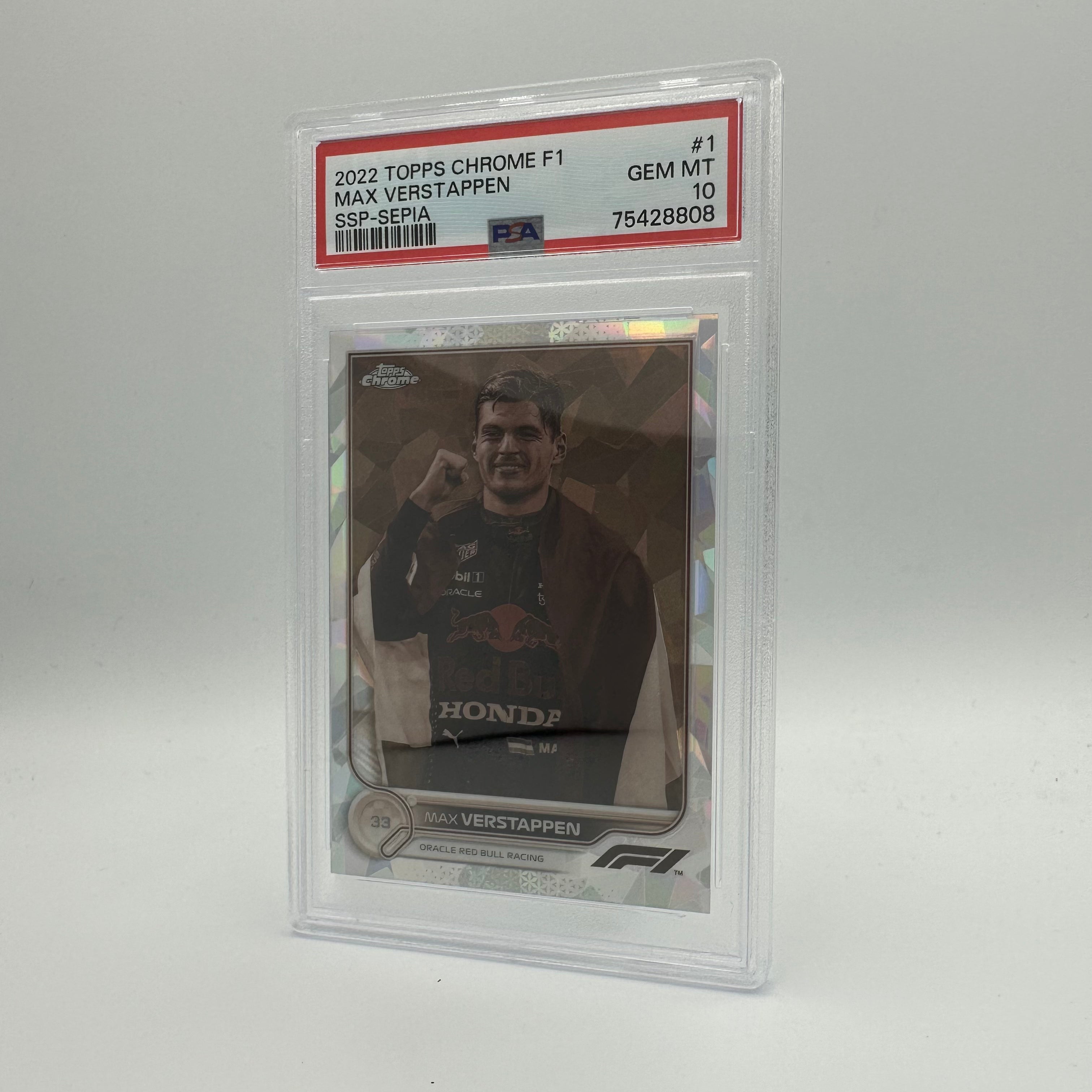 PSA 10 Max Verstappen #1 051/100 Sapphire Edition SSP Sepia - Rare F1 Trading Card for Collectors & Motorsport Fans