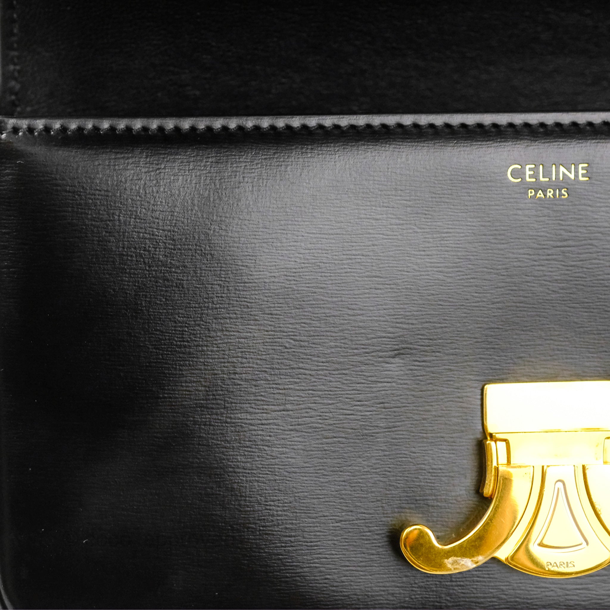 Celine Triomphe Shoulder Bag in Black Calfskin Leather - Luxury Crossbody Purse for Women, Perfect for Work, Travel & Evening Events