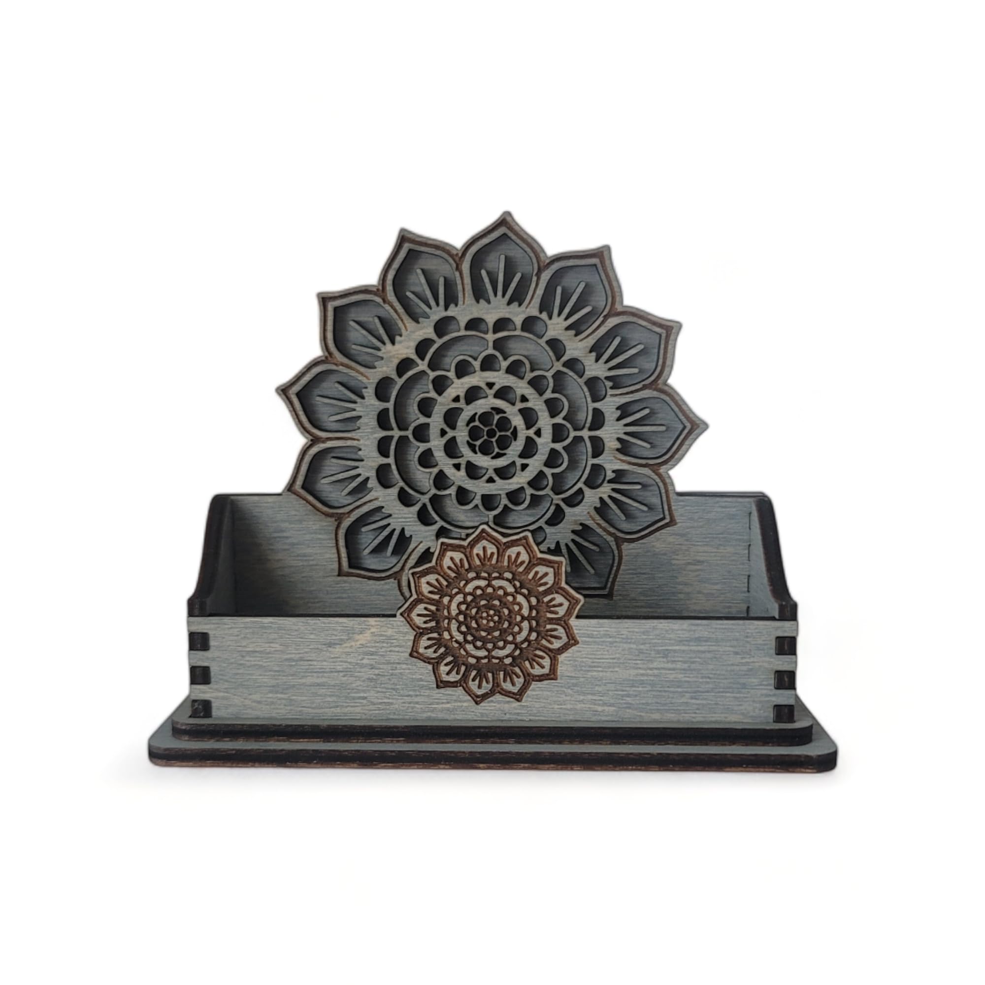 Elegant Sunflower Wood Business Card Holder - Stylish Desk Organizer for Office & Home - Multiple Colors (Slate) - Perfect for Professional Meetings, Office Decor & Gift Giving