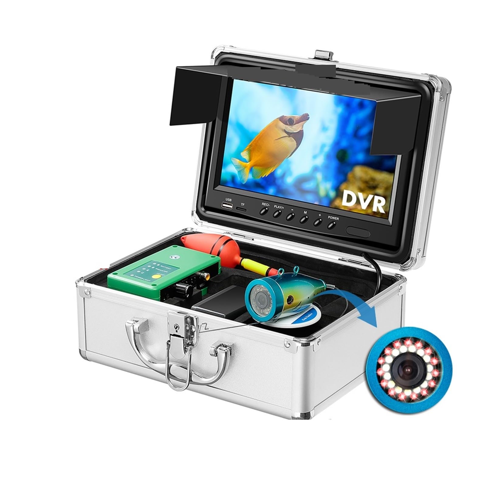 Portable Underwater Fishing Camera with 9 Inch TFT Monitor & 1000 TVL - 30 LED Lights Waterproof Fish Finder for Ice, Lake, Sea, Boat & Kayak Fishing | Perfect for Ice Fishing, Deep Sea Exploration & Underwater Video Recording