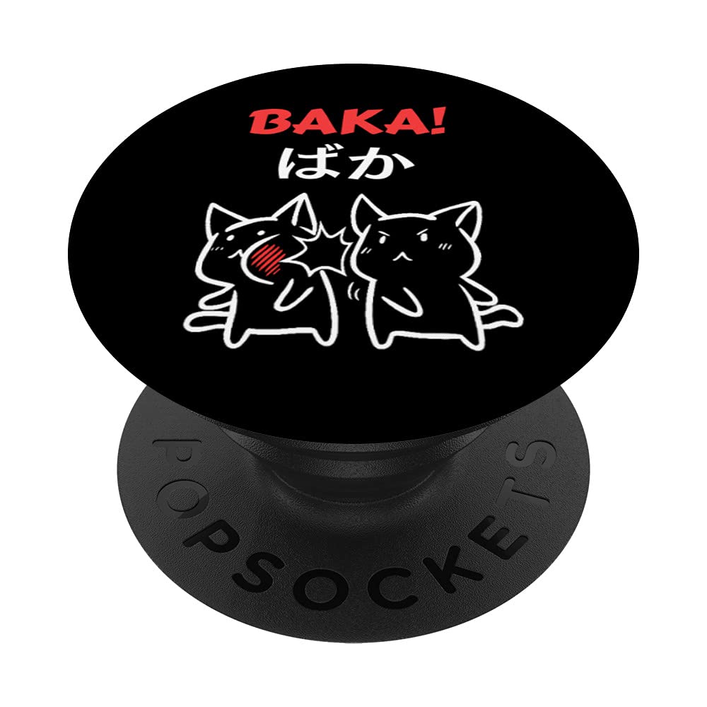 Funny Japanese Anime Manga Kawaii Baka Cat Slap PopSockets - Swappable PopGrip for Phone & Tablet - Perfect Gift for Cat Lovers & Anime Fans - Use at Home, Office or While Traveling