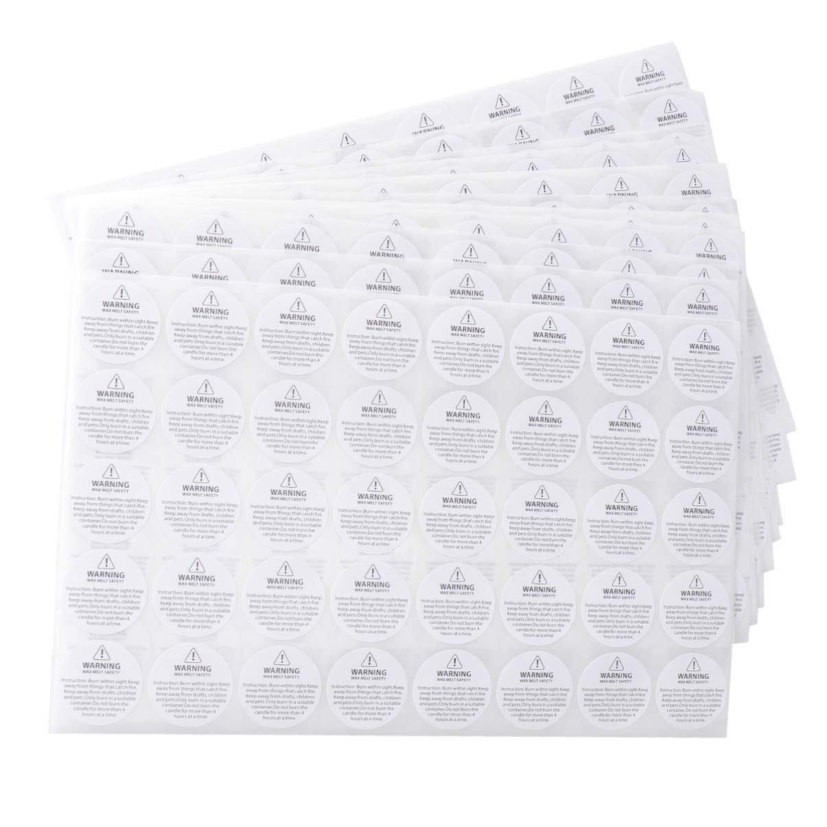 Healifty 520pcs Waterproof Candle Warning Stickers - Round Safety Labels for Candle Jars, Tins & Votives - Durable Decals for Candle Containers - Perfect for DIY Candles, Gifts & Home Decor