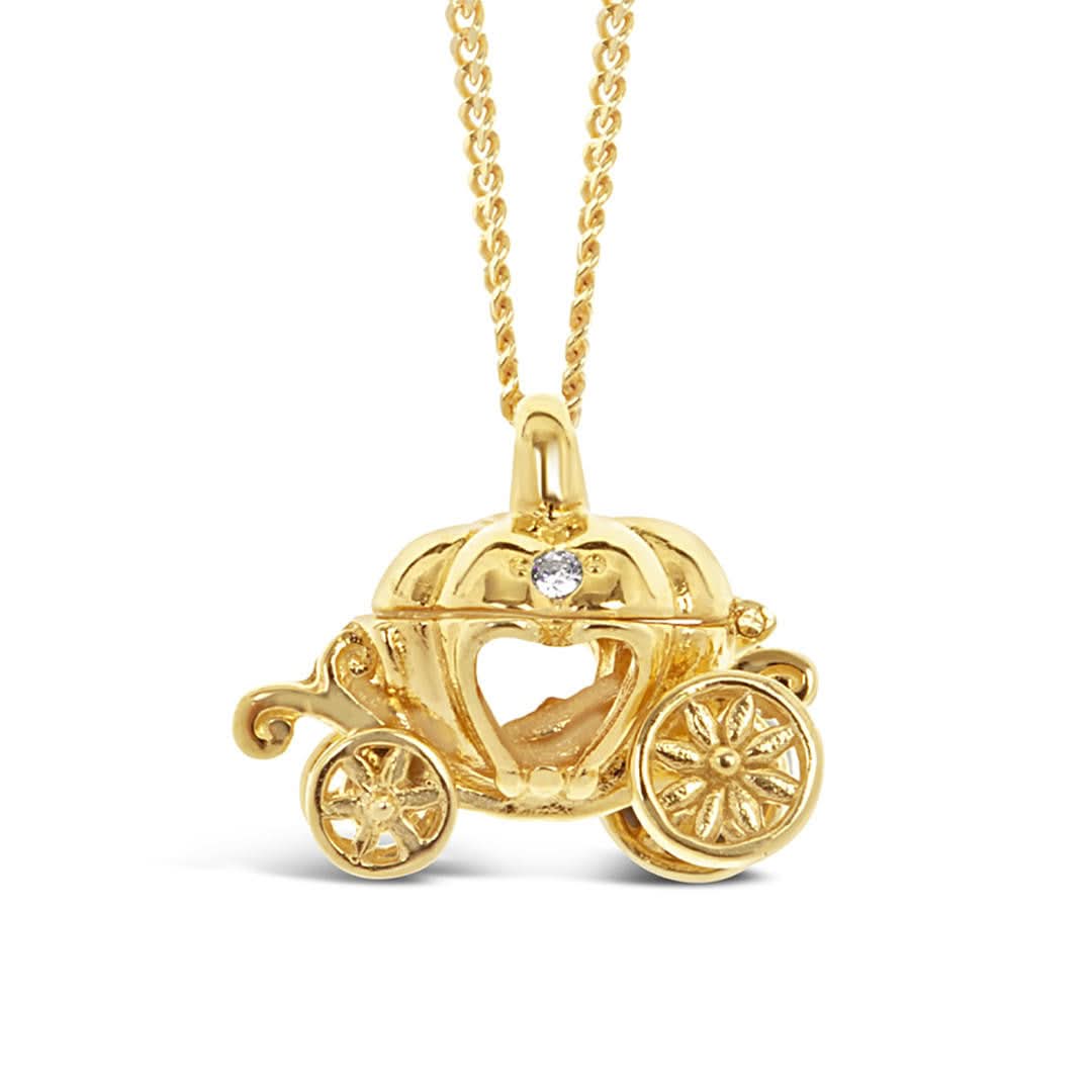 Enchanted Carriage Charm Necklace | Gold Jewelry for Women | Perfect for Fairy Tale Themed Parties & Romantic Gifts