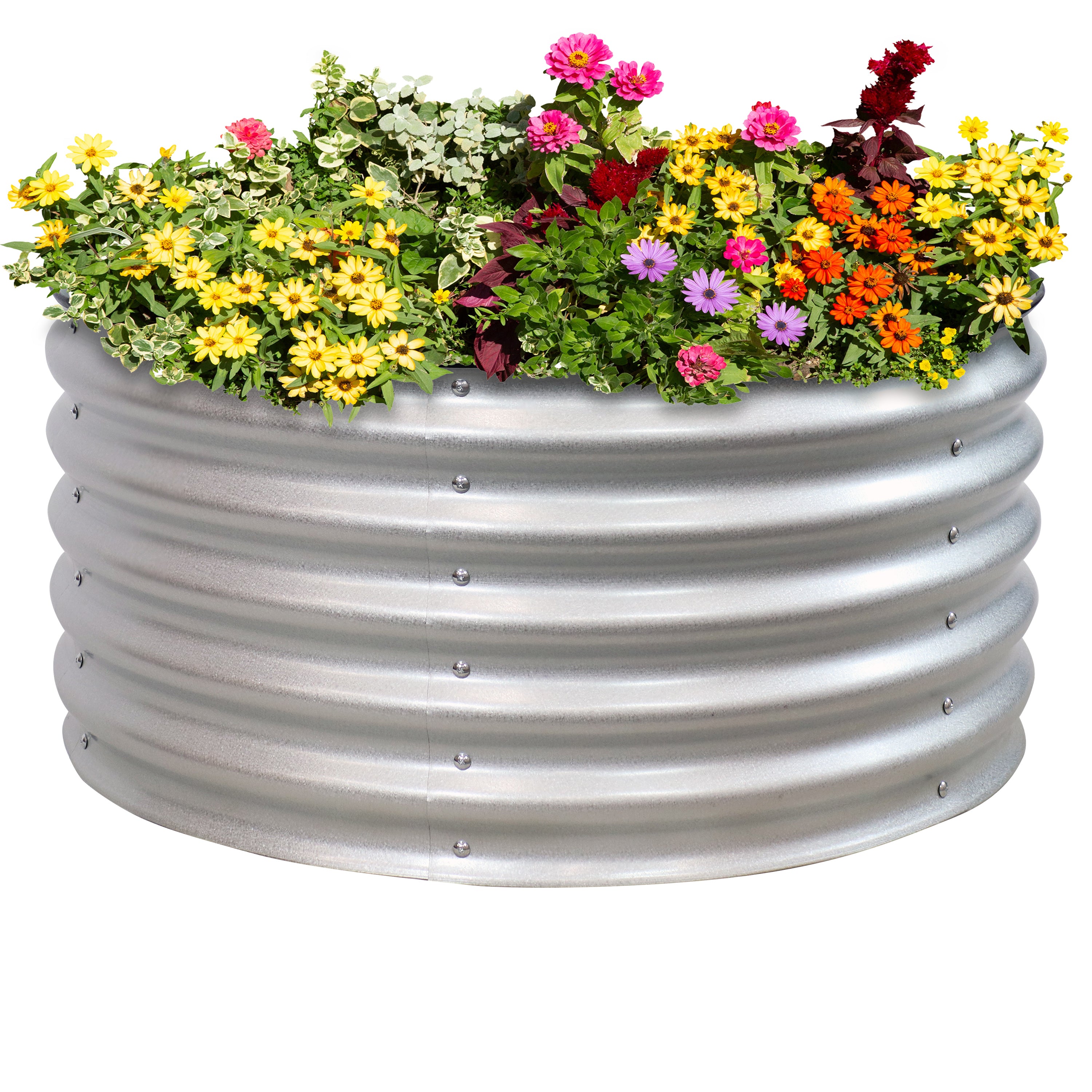 Galvanized Steel Round Raised Garden Bed Kit - 17.25 Inch Height for Outdoor Vegetables, Flowers & Herbs | Durable & Rust-Resistant for Backyard, Patio & Urban Gardening
