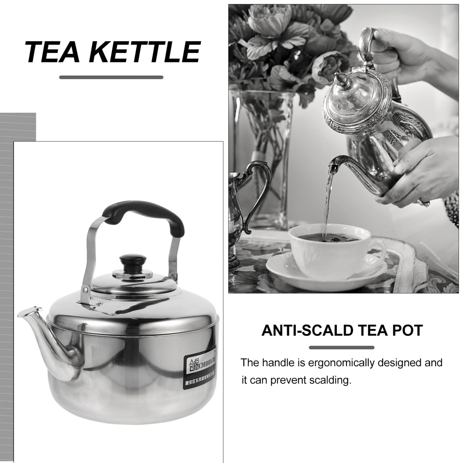 Premium Stainless Steel Tea Kettle 6L - Whistling Stovetop Water Boiler for Coffee & Tea - Durable Kitchen Kettle with Ergonomic Handle - Perfect for Home, Office & Camping Use