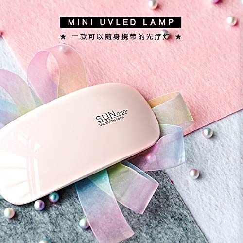 SUN BEAUTY GLOBAL Mini 6W LED UV Nail Dryer - Portable Gel Polish Curing Lamp with USB Power & 45S/60S Timer (Pink) | Perfect for Home Manicures, Salon Use & Travel Nail Care