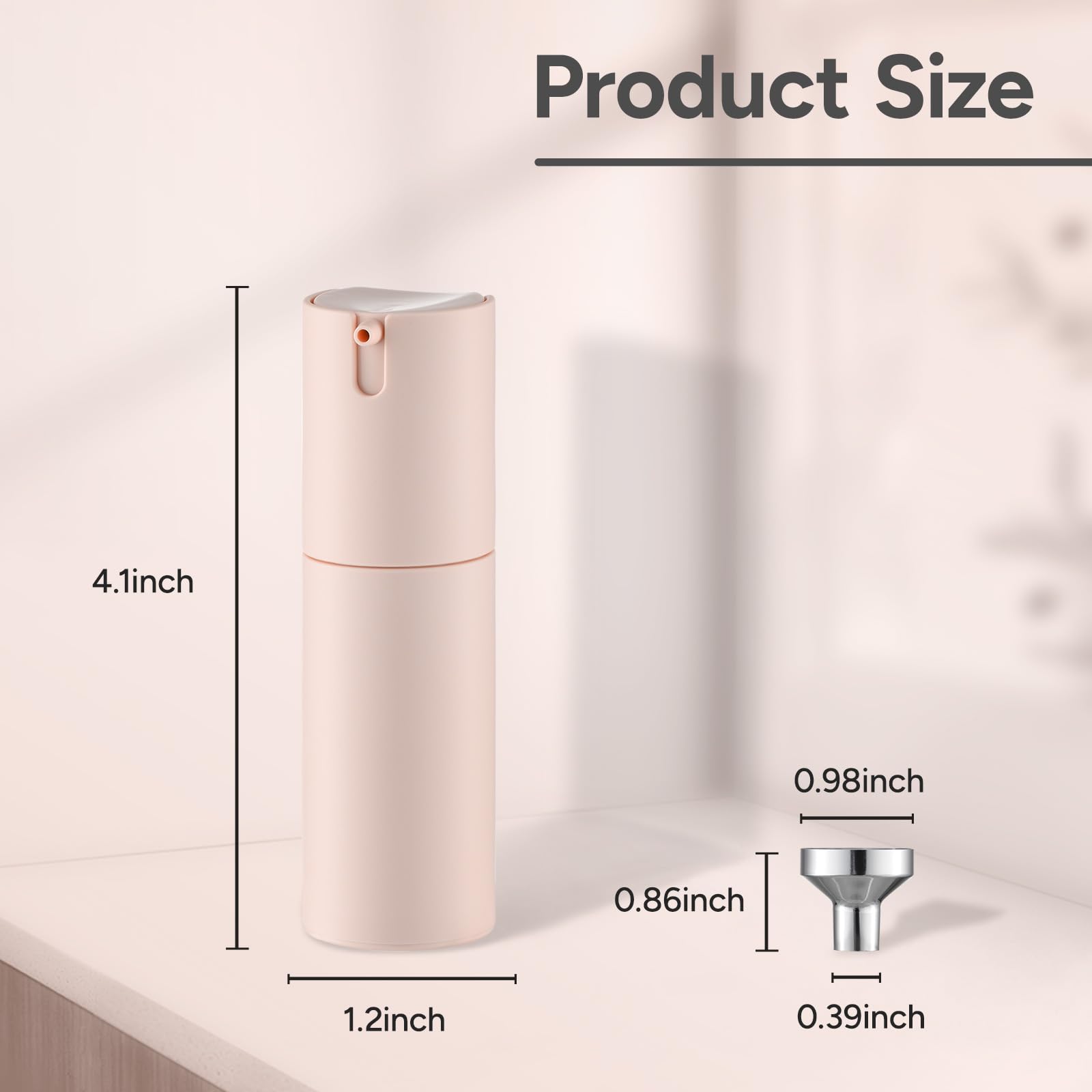 1 oz Pink Airless Pump Bottles for Travel - Empty Mini Plastic Lotion Dispenser, Shampoo Containers & Vacuum Cream Jars | Perfect for Toiletries, Skincare Samples & DIY Beauty Products