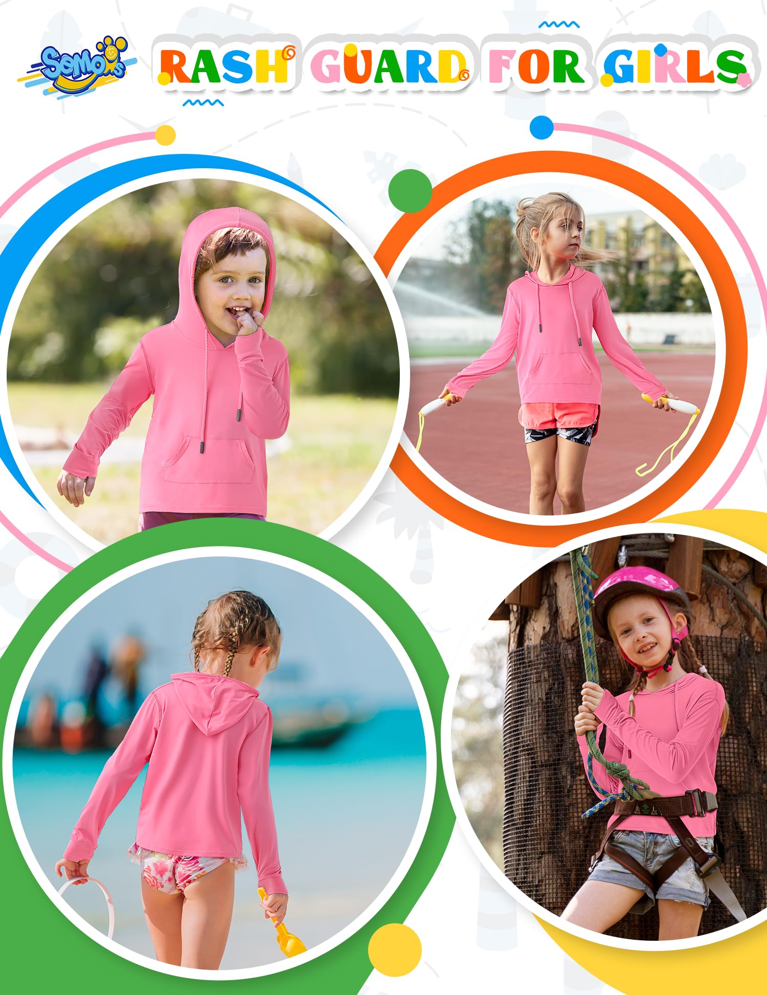 UPF 50+ Boys Rash Guard Swim Shirt - Long Sleeve Sun Protection Hoodie for Kids Fishing, Beach & Water Sports with Pocket - Perfect for Swimming, Surfing and Outdoor Activities
