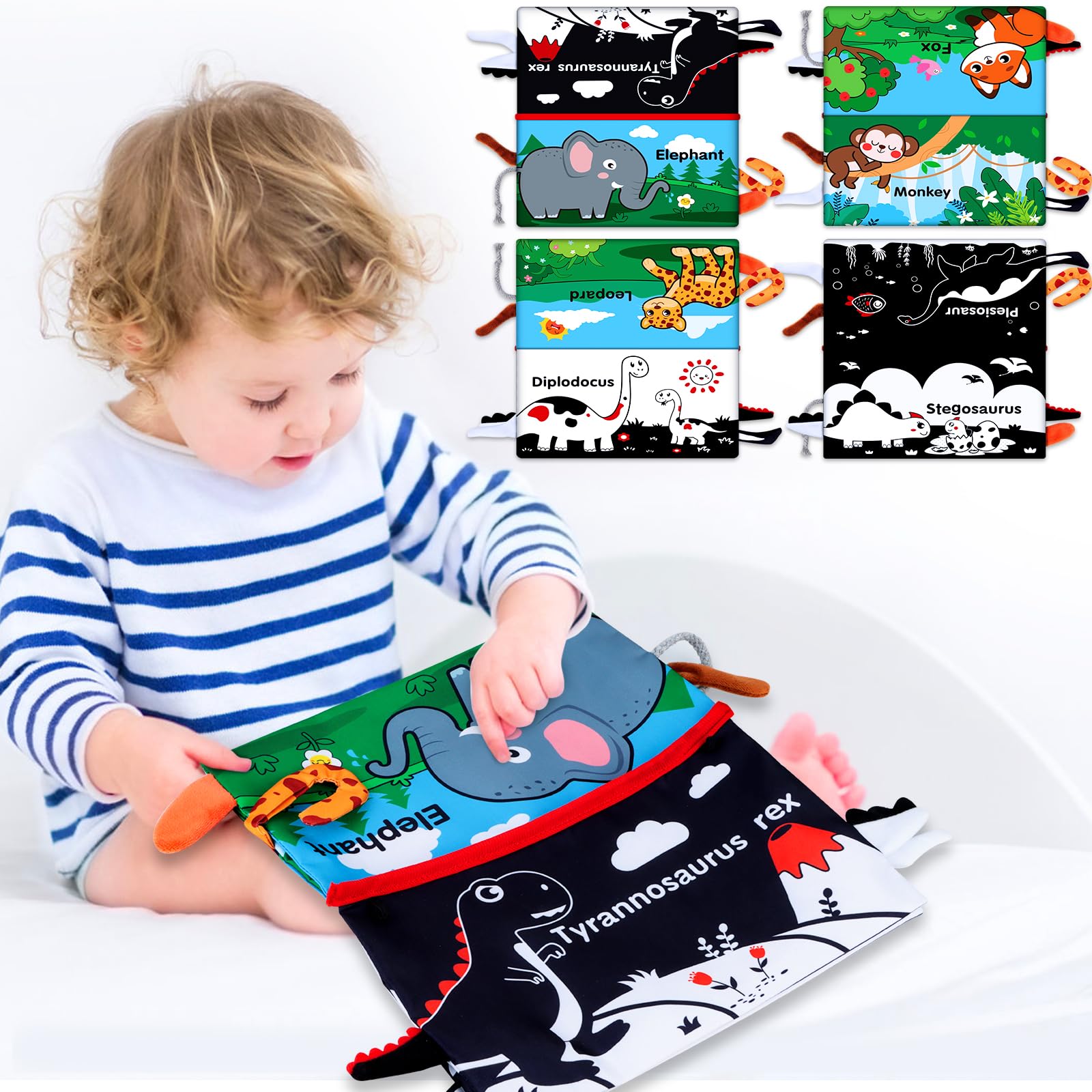 Montessori Baby Mirror Toy for Tummy Time - High Contrast Sensory Toy with Crinkle Book & Teether for Brain Development - Newborn Infant Toys 0-12 Months - Perfect Baby Shower Gift for Boys & Girls - Great for Playtime, Learning & Early Childhood Development
