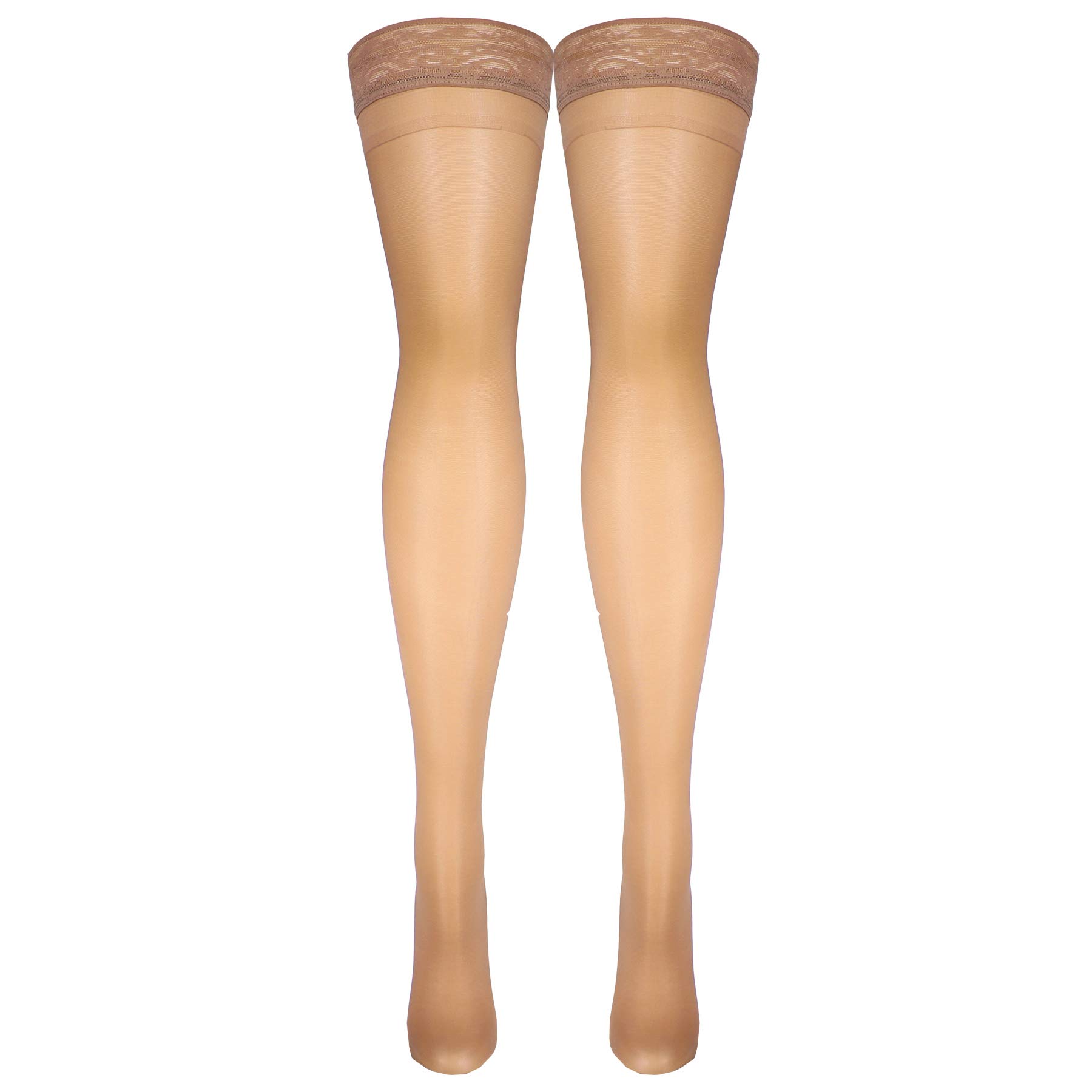 Truform Sheer Compression Stockings 8-15 mmHg - Women's Thigh High Support Stockings 20 Denier Beige Medium - Perfect for Travel, Work & Varicose Vein Relief