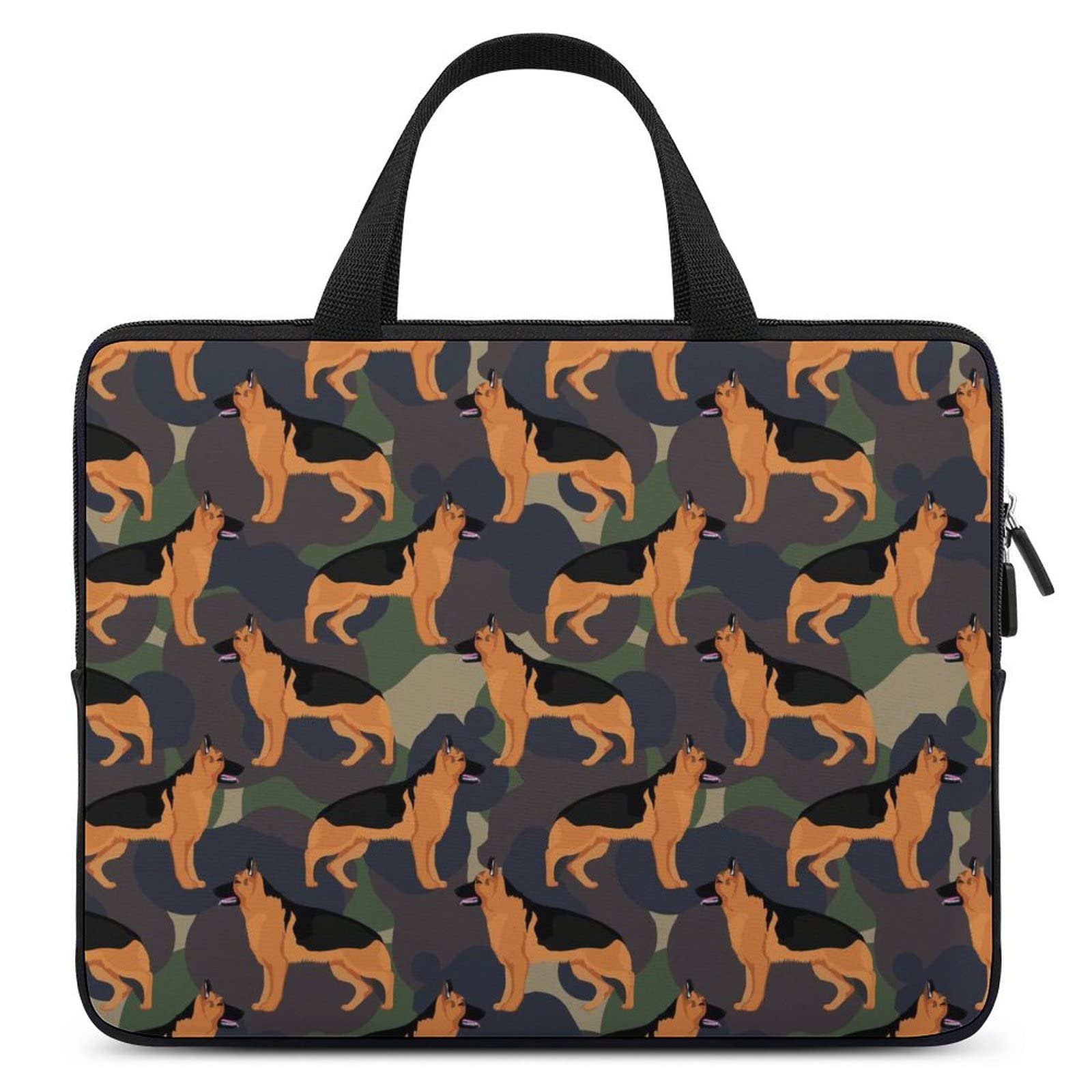 Camo German Shepherd Waterproof Laptop Bag - Slim Business Casual Briefcase for Work, Travel & Office Use
