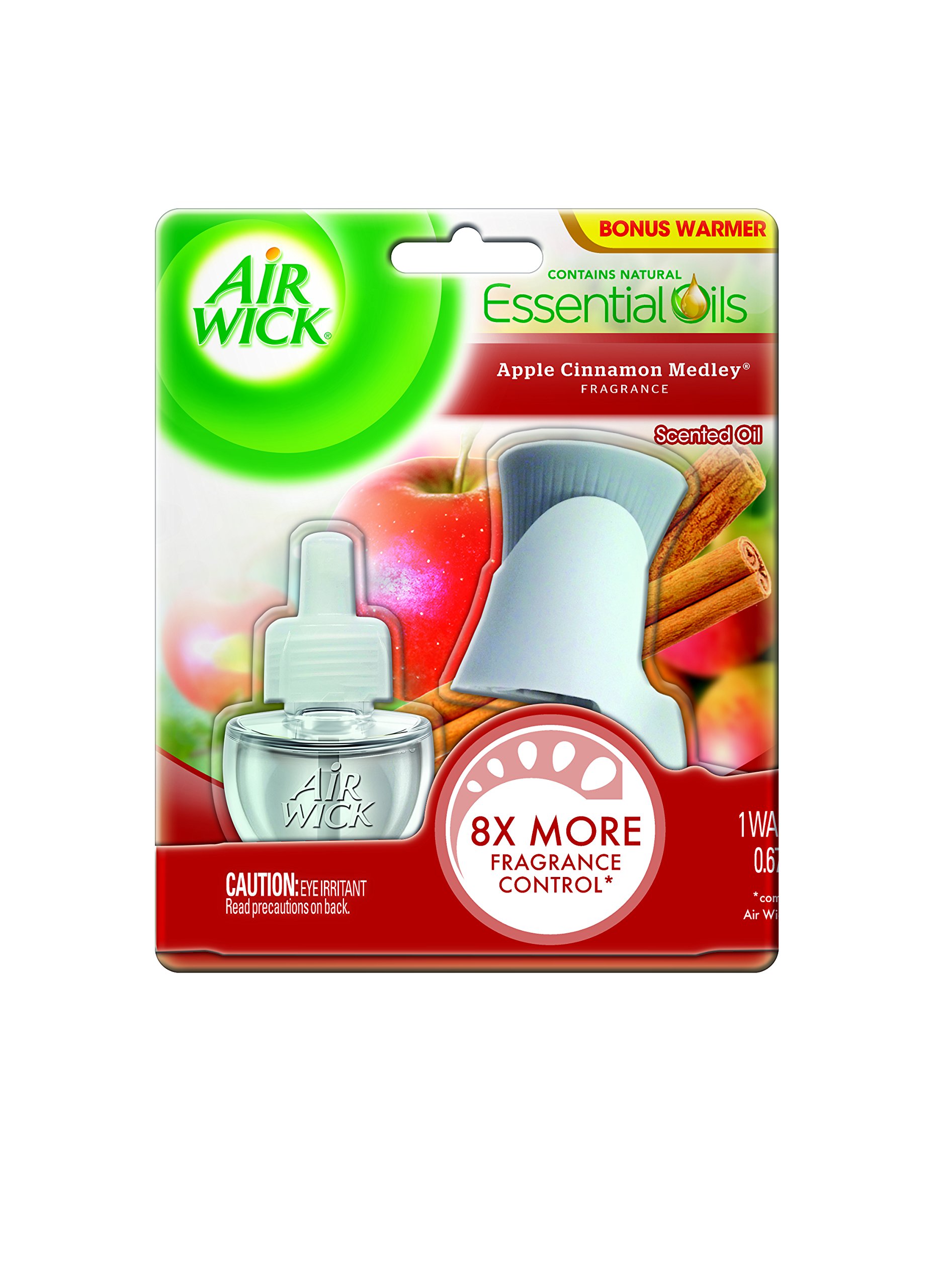 Air Wick Scented Oil Plug-in Air Freshener Starter Kit - Apple Cinnamon Medley Fragrance (1 Count) | Long-Lasting Home & Office Odor Eliminator for Kitchen, Bathroom, Living Room & Bedroom