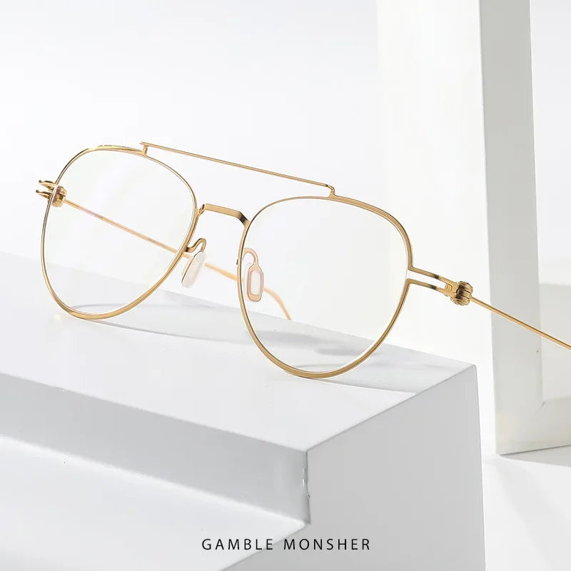 Stylish Aror Men's Full Rim Oval Double Bridge Titanium Alloy Eyeglasses Frame 49408 | Lightweight & Durable | Perfect for Work, Reading & Everyday Wear