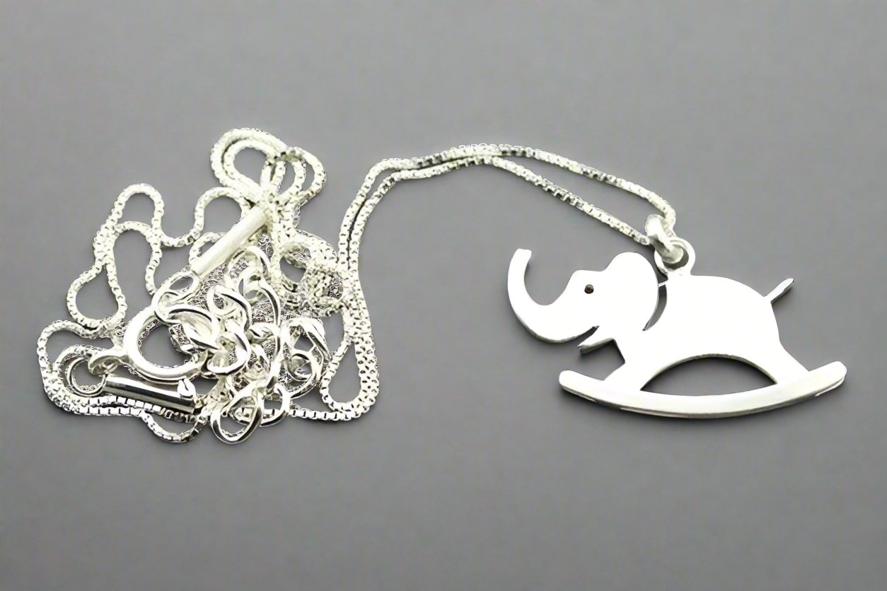 Sterling Silver Rocking Elephant Pendant Necklace - Elegant Jewelry Gift for Women, Perfect for Birthdays, Anniversaries & Everyday Wear