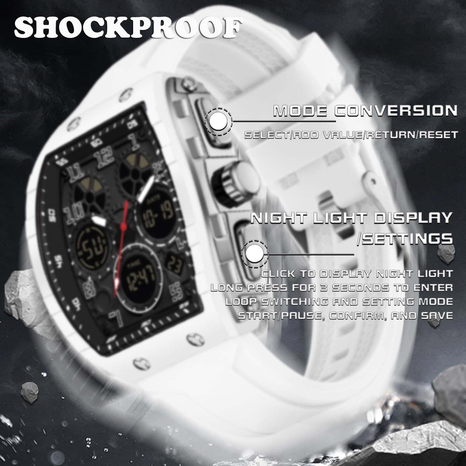 Findtime Men's Digital Analog Watch - Dual Time, Waterproof for Sports & Travel