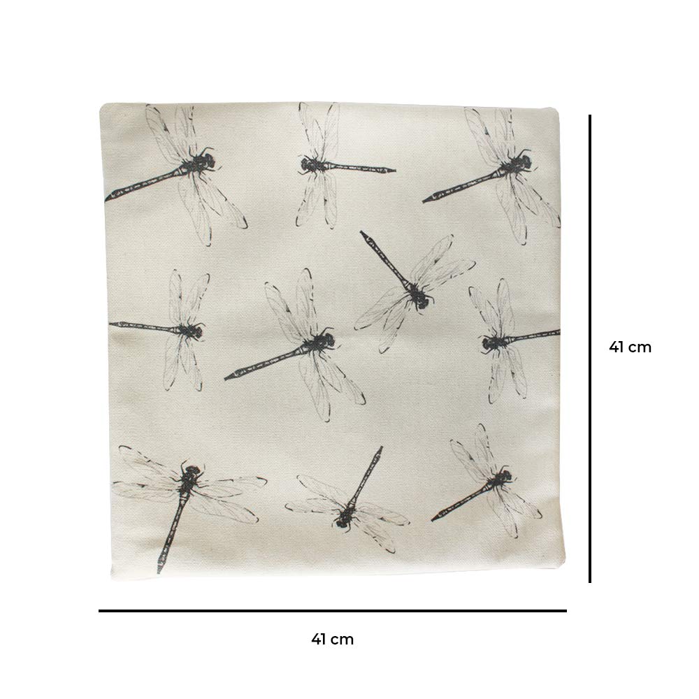 Corner Home & Garden | Mexican-Made Polyester Cushion Cover with Zipper | Decorative Pillow Case for Sofa, Bed & Outdoor Furniture | Dragonfly Design | 1 Piece | Perfect for Living Room, Patio & Home Decor