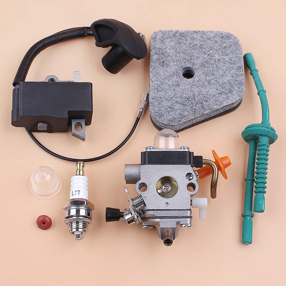 STIHL FS87 FS90 FS100 HL100 HL95 KM90 HT100 KM100 KM130 Trimmer Parts - Carburetor, Ignition Coil, Fuel Line & Air Filter Replacement Kit for Lawn Maintenance & Landscaping Tools