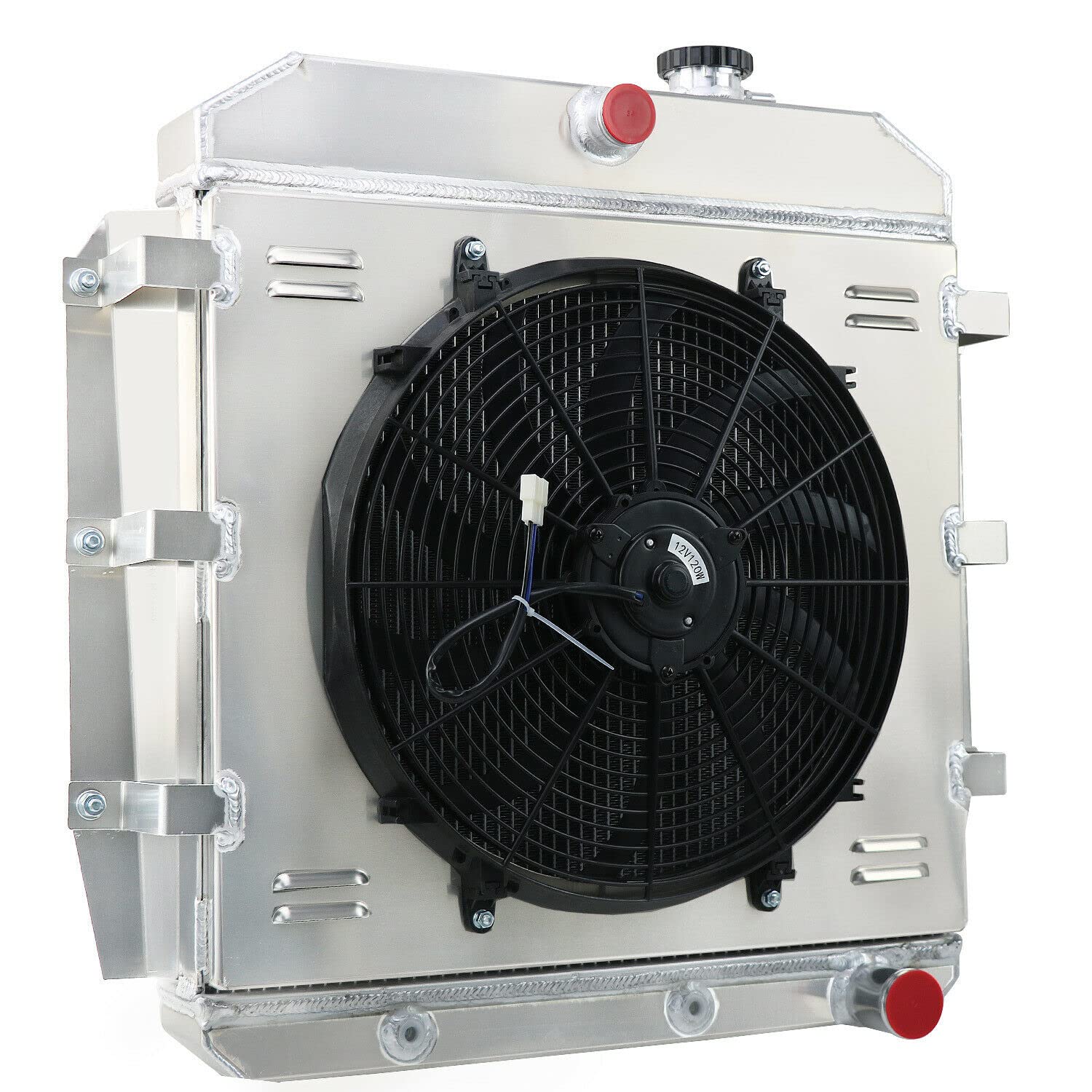 ALLOYWORKS 3-Row Aluminum Radiator with Shroud Fan & Relay Kit - Compatible with 1955-1959 Chevy GMC Truck, Chevrolet Apache (L6/V8 Engines) | Heavy-Duty Cooling for Classic Pickup Restoration & Off-Road Performance