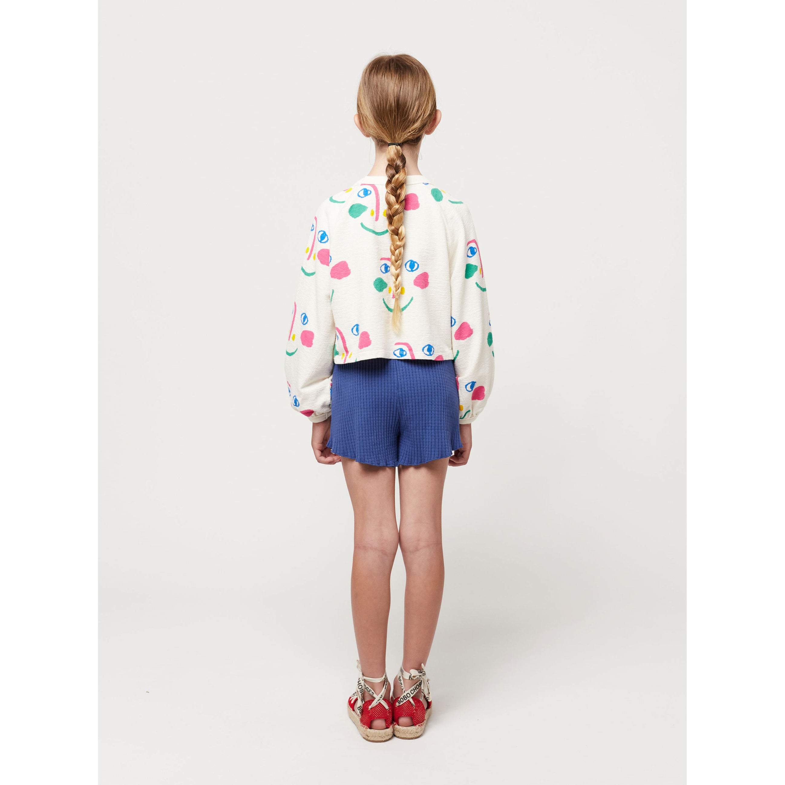 Bobo Choses Kids' Blue Tomato Print Cotton Shorts - Comfortable Playwear for Summer & Outdoor Activities