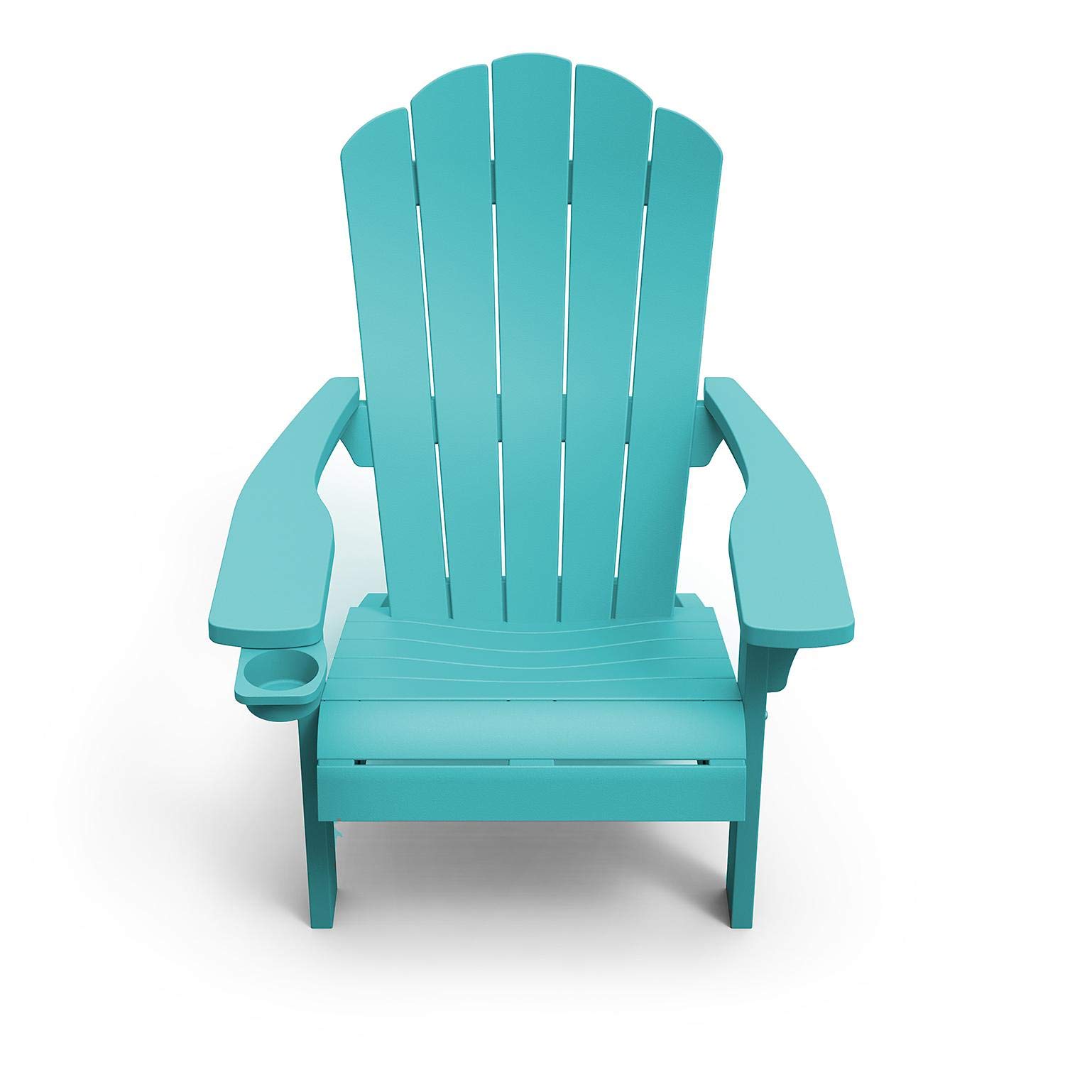 Keter Outdoor Patio Garden Deck Furniture Resin Adirondack Chair with Built-in Cup Holder (Teal) - Durable Weather-Resistant Plastic Lawn Chair for Backyard, Poolside & Beach Relaxation