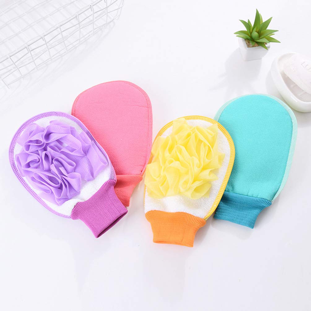 6-Pack Exfoliating Body Scrub Mitts - Loofah Sponge Pouf for Dead Skin Removal & Spa Bath | Shower Scrubber for Smooth Skin (Random Colors) - Perfect for Home Spa, Gift Sets & Daily Skincare Routine