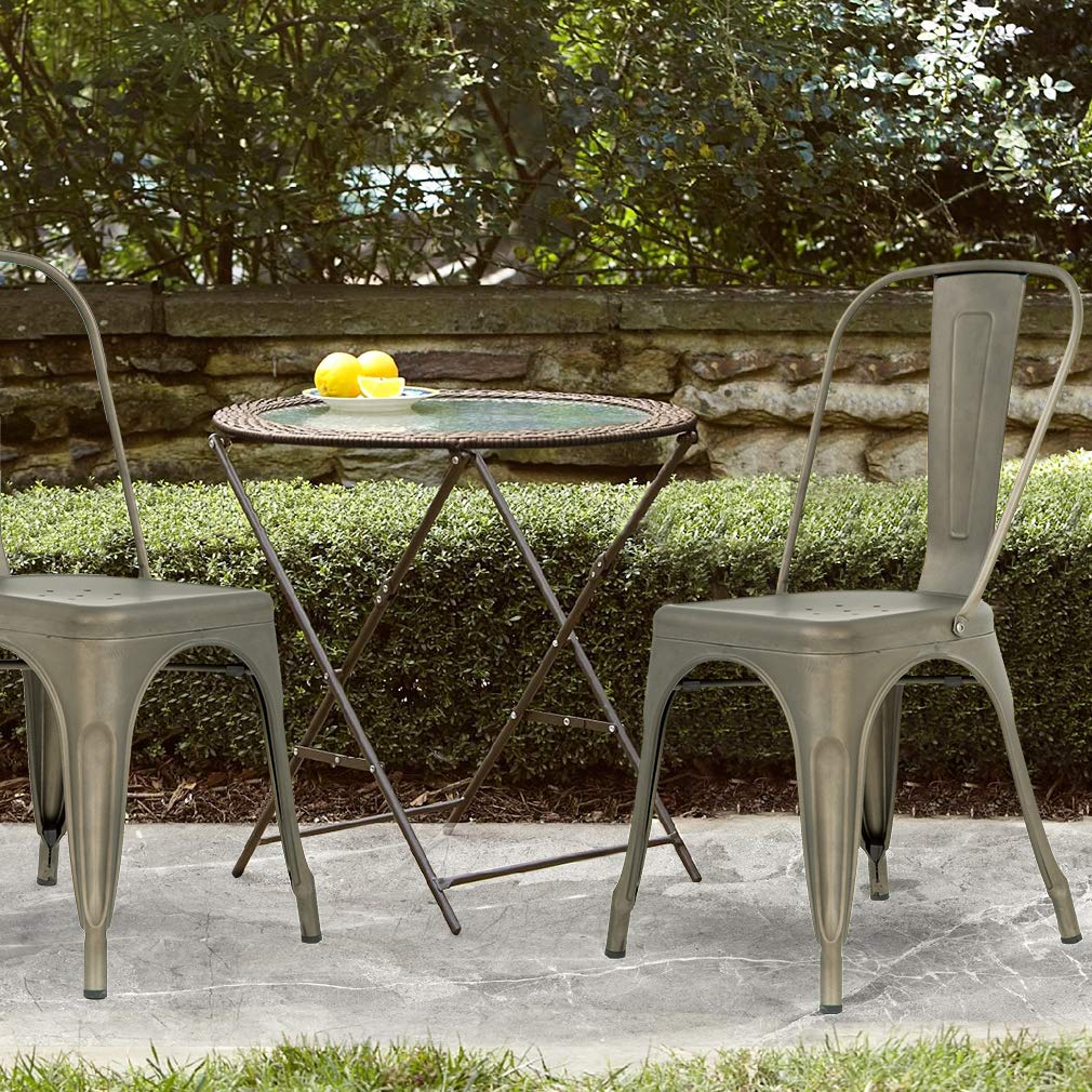 FDW Metal Dining Chairs - Stackable Indoor/Outdoor Chairs for Patio, Restaurant & Kitchen - 18