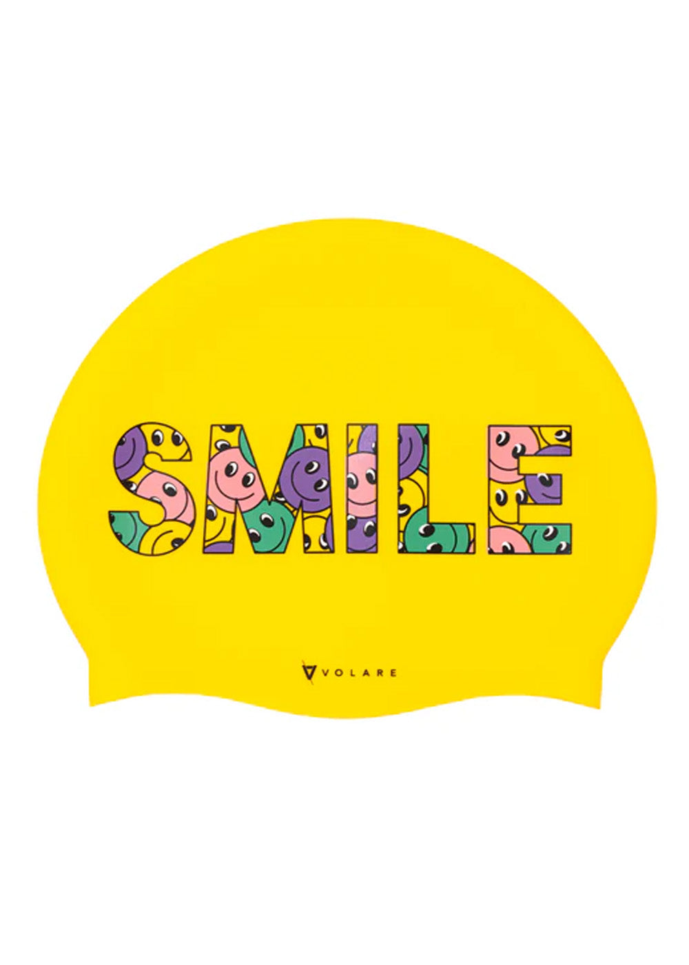 Volare Smile Silicone Swim Cap for Women & Men - Waterproof Swimming Cap for Long Hair, Pool, Lap, Competition - Comfortable & Durable Swim Gear for Professional & Recreational Use