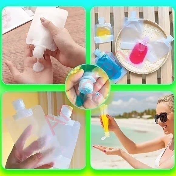 SANPEXA 30ml/50ml/100ml Leakproof Travel Cosmetic Bottles - Refillable Squeeze Pouches for Shampoo, Lotion & Toiletries | Foldable Stand-Up Spout Bags | Perfect for Air Travel, Gym & Camping Essentials