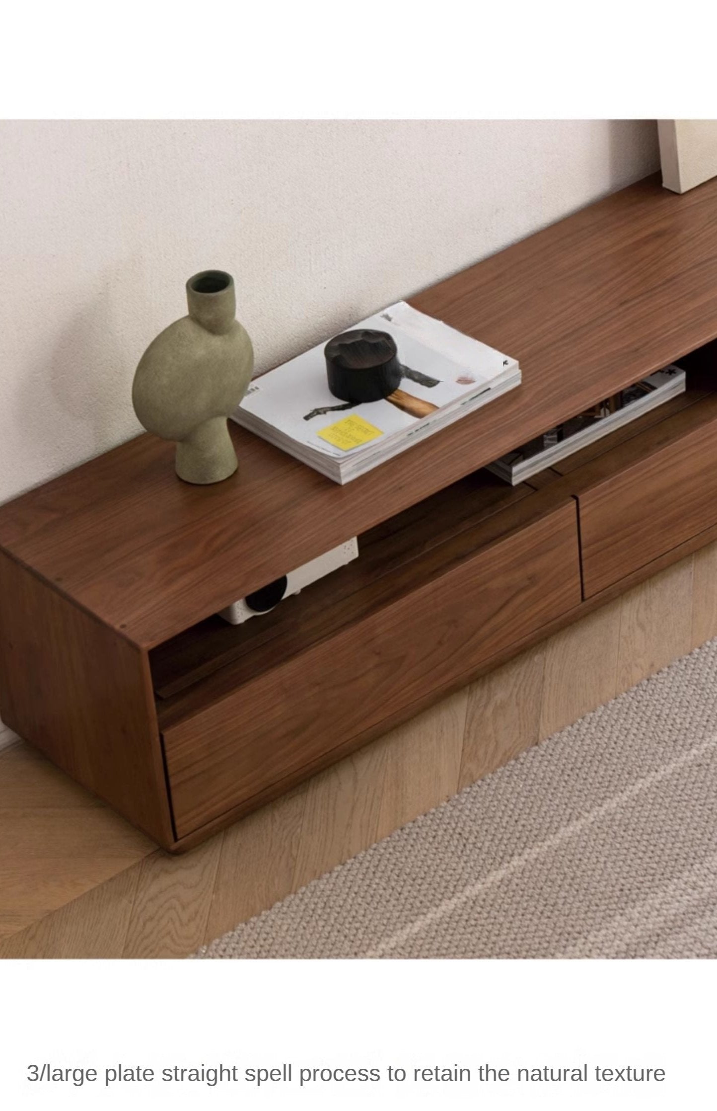 Premium Black Walnut & Ash Solid Wood Large Capacity TV Stand with Storage - Perfect for Living Room, Home Theater & Entertainment Centers
