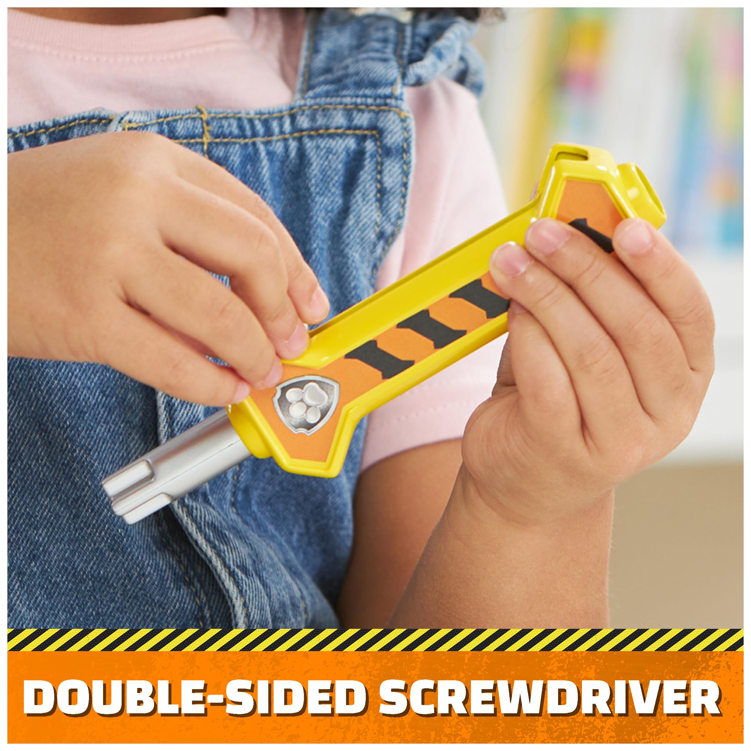 Rubble & Crew Kids Construction Tool Belt Set - 6-Piece Pretend Play Costume with Toy Tools for Ages 3+ | STEM Learning & Role Play Dress-Up for Toddlers