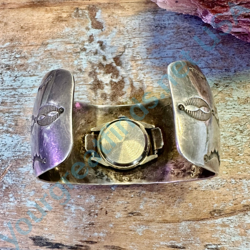 Authentic Sterling Silver Navajo Cuff Watch by Les Baker - Handcrafted Native American Jewelry for Women & Men | Perfect for Western Fashion, Boho Style & Special Occasions