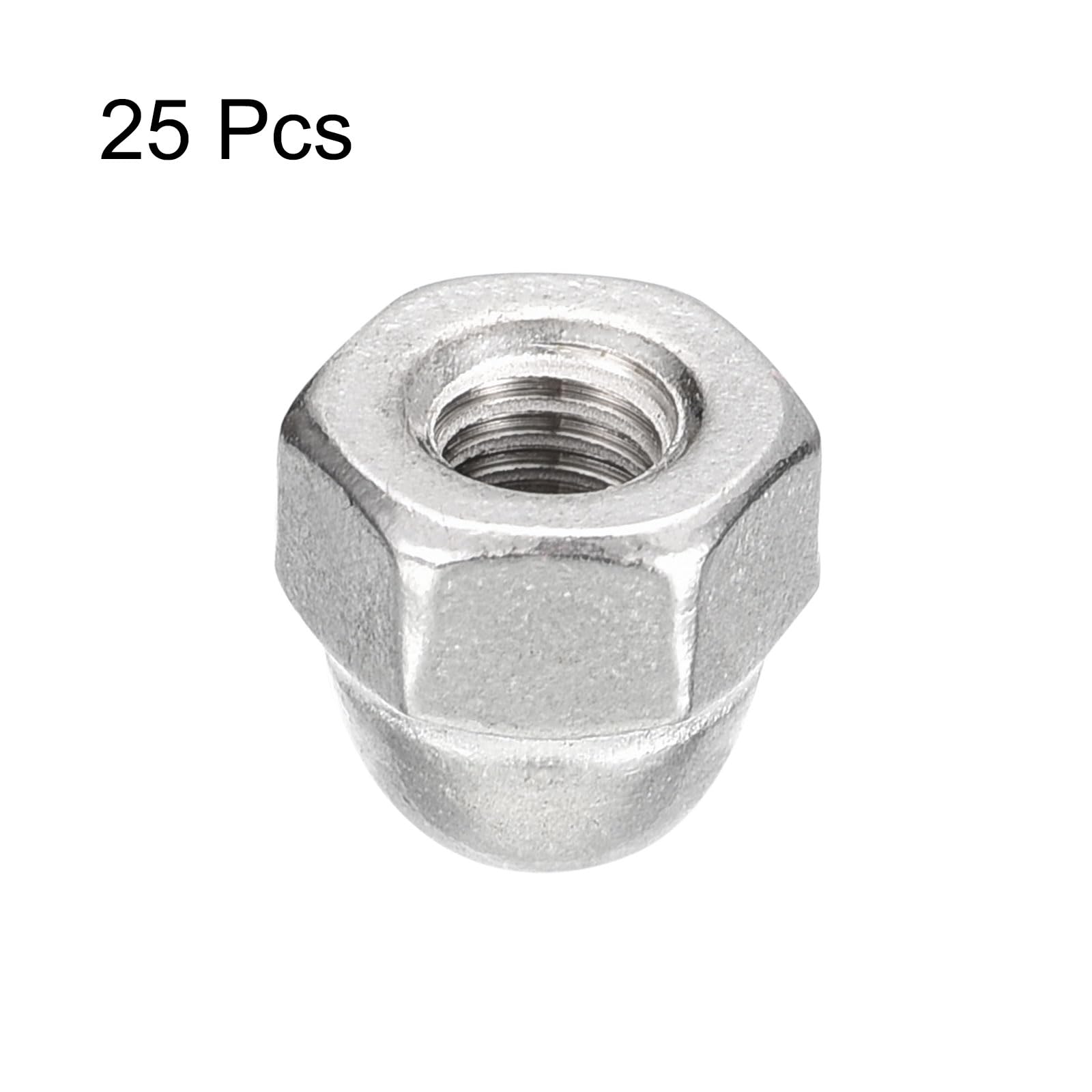uxcell 25pcs #10-24 Acorn Cap Nuts, 304 Stainless Steel Hex Dome Head Nuts for Fasteners - Rustproof Hardware for Furniture, Automotive & DIY Projects (Silver)