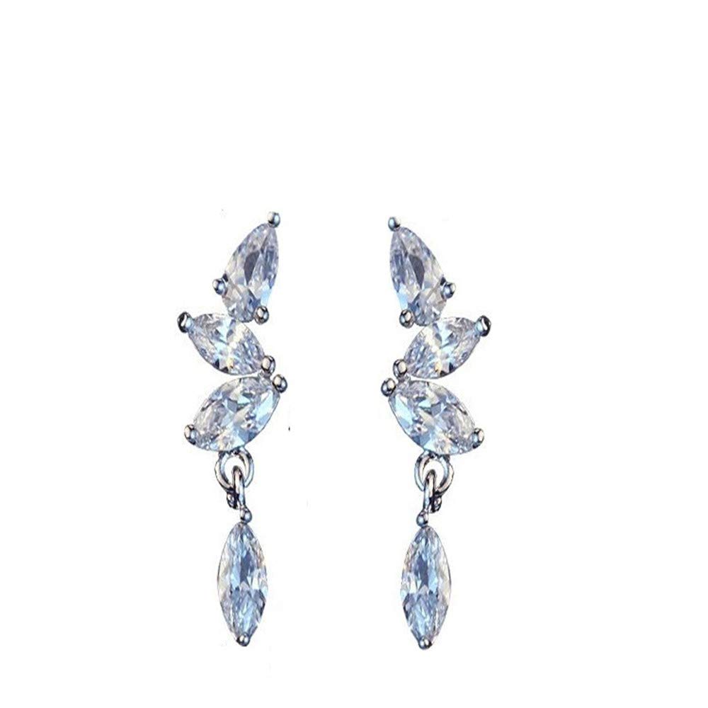 XTT 4-Prong Hoop Stud Earrings for Women - Fashionable White & Blue Cubic Zirconia Earrings - Perfect for Weddings, Parties & Everyday Wear