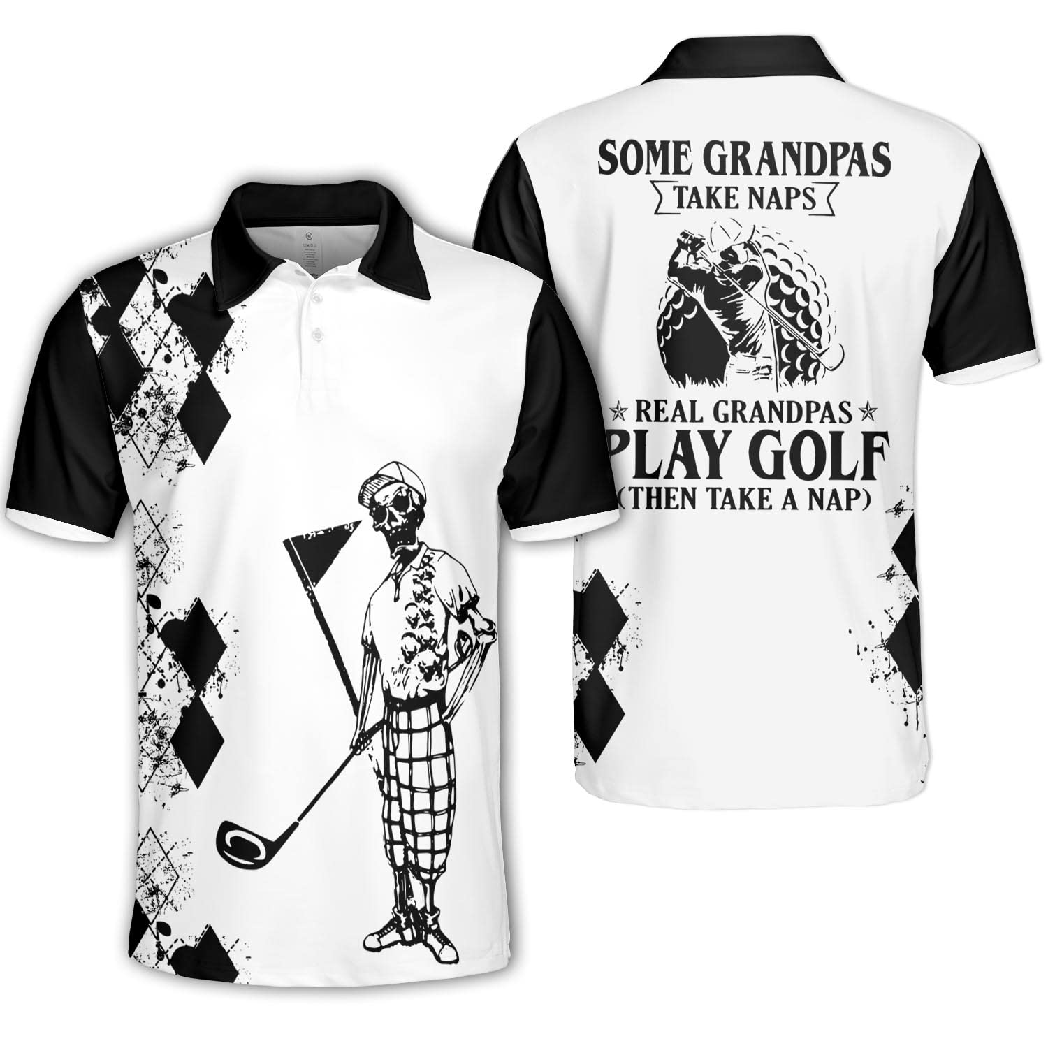 Pologap Funny Grandpa Shirts for Men - Crazy & Patriotic Golf Shirts - Perfect for Golf Outings, Father's Day Gifts & Casual Wear