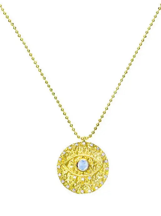 Moonstone Protection Talisman Pendant Necklace in Gold - Spiritual Jewelry for Positive Energy & Good Luck | Perfect for Meditation, Yoga & Everyday Wear