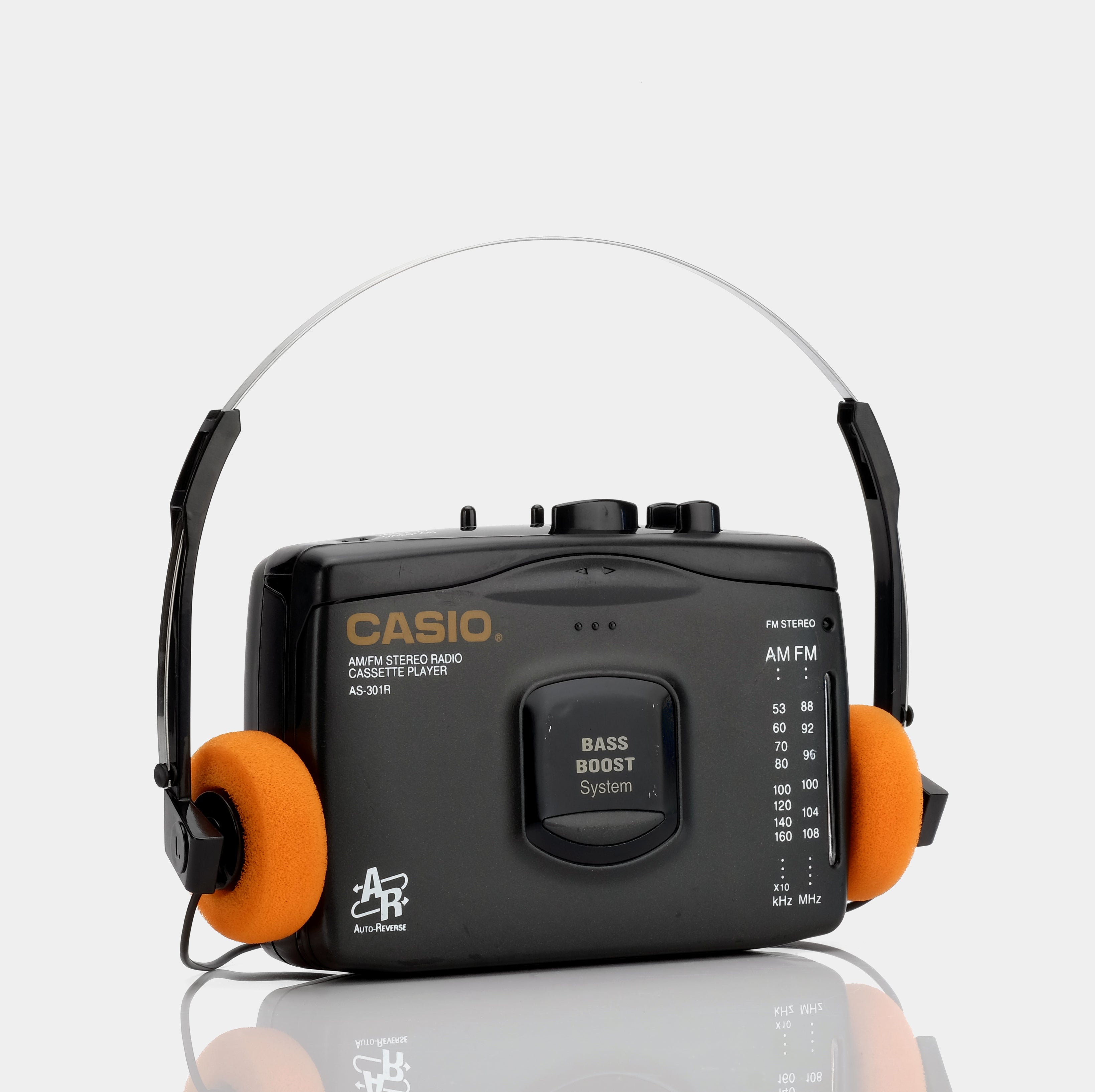 Casio AS 301R AM/FM Portable Cassette Player with Built-in Speaker - Vintage Retro Music Player for Home, Travel & Collectors (Black)