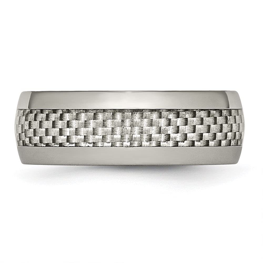 Premium Titanium Wedding Band Ring for Men - 8mm Polished Grey with Carbon Fiber Inlay - Durable & Comfortable for Daily Wear, Anniversary Gifts & Special Occasions