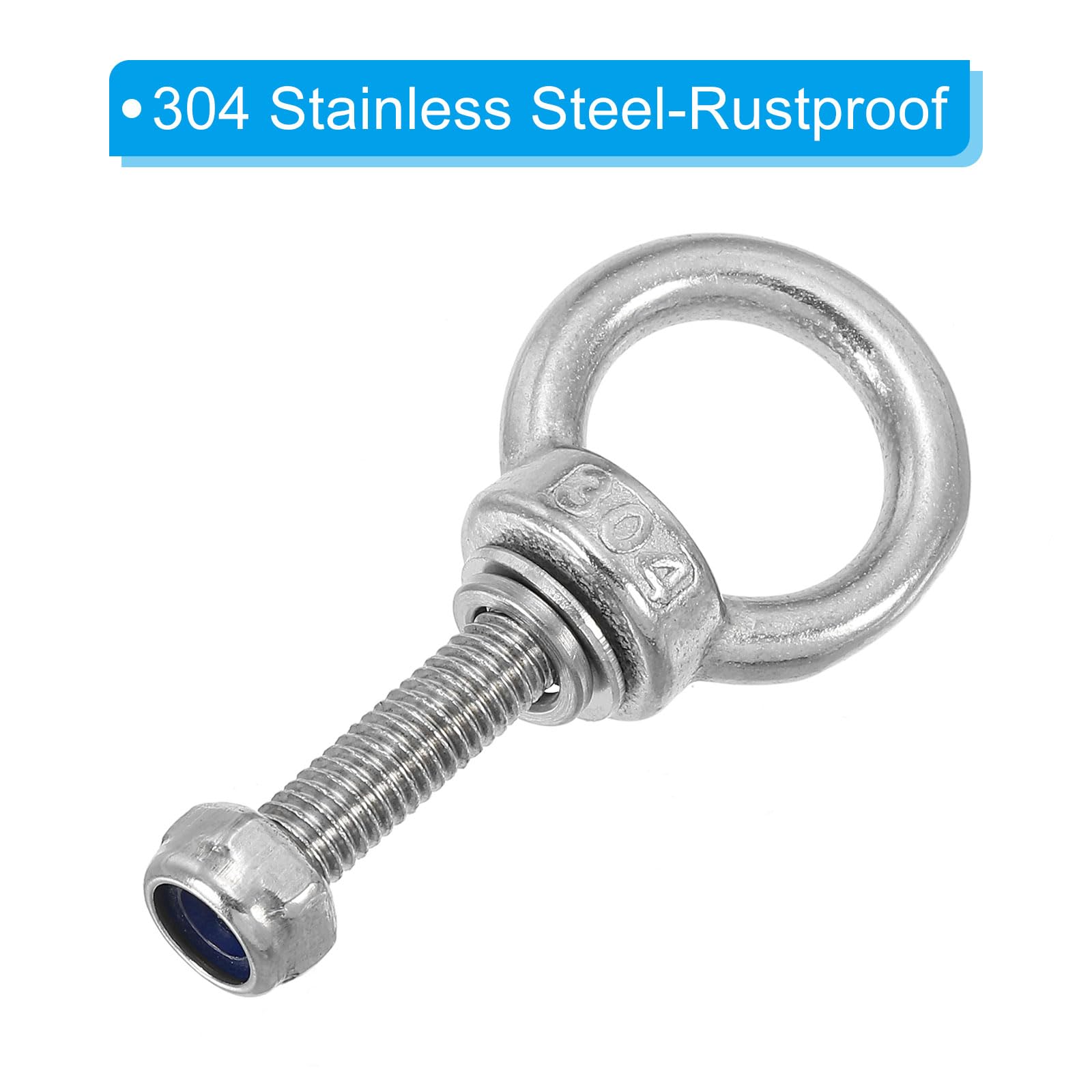 **PATIKIL M6 x 25mm Stainless Steel Eye Bolt - 304 Grade, 3Pcs with Nuts & Washers - Heavy Duty Lifting Ring for Hammocks, Hanging Decor, DIY Projects & Outdoor Use**