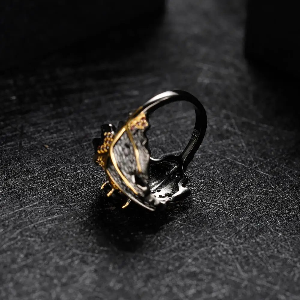 Dark Aura Ring for Men & Women - Gothic Black Onyx Stone Ring for Spiritual Protection & Energy Cleansing - Perfect for Meditation, Yoga & Wiccan Rituals