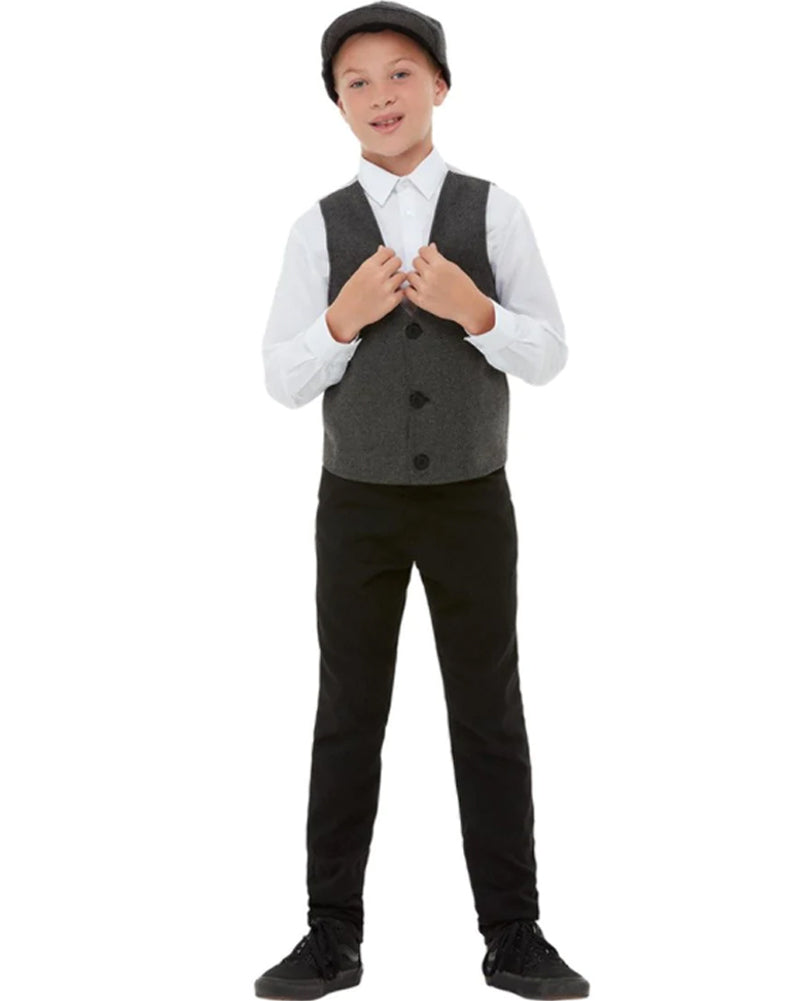 1920s Gangster Costume for Boys - Vintage Waistcoat & Hat Set - Perfect for Halloween, Dress-Up Parties & Themed Events
