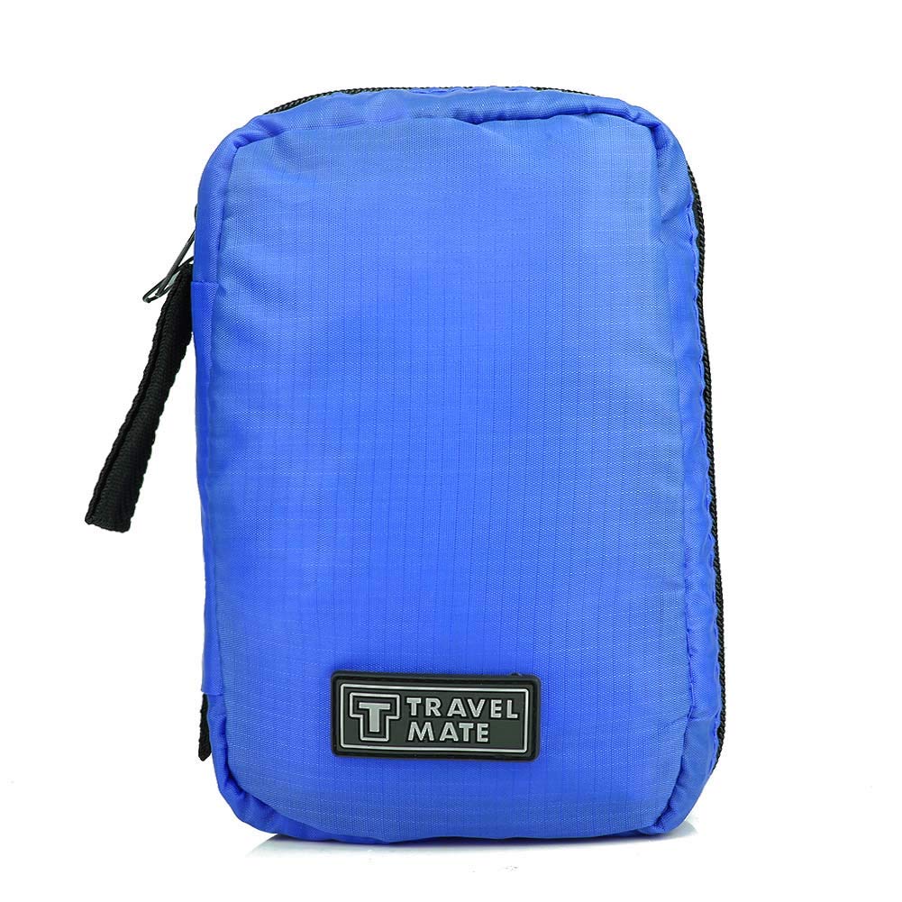 Portable Travel Makeup Bag with Zipper Closure - Waterproof Cosmetic Organizer for Women | Train Case Toiletry Bag for Makeup Brushes & Beauty Tools (Blue) | Perfect for Vacations, Business Trips & Gym Essentials