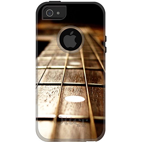 DistinctInk Protective Case for iPhone 5/5S/SE (2016 Model) - Shockproof & Durable Replacement for OtterBox Commuter - White & Grey Guitar Strings Design - Perfect for Music Lovers & Daily Protection