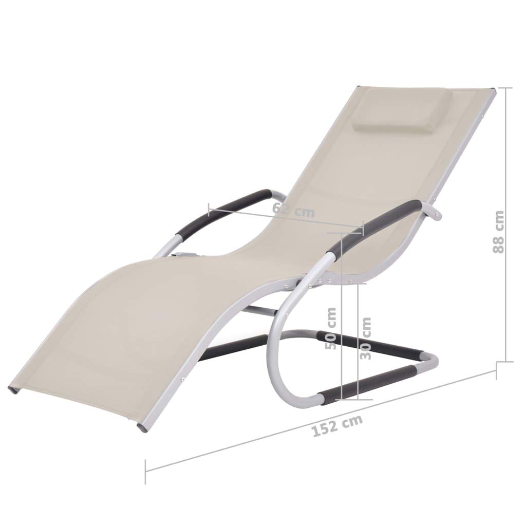 Premium Outdoor Chaise Lounge Chair Recliner - Adjustable Sun Lounger with Ergonomic Design & Weather-Resistant Textilene Fabric - Perfect for Patio, Garden, Poolside & Beach Relaxation - Includes Comfortable Cream Pillow & Durable Aluminum Frame
