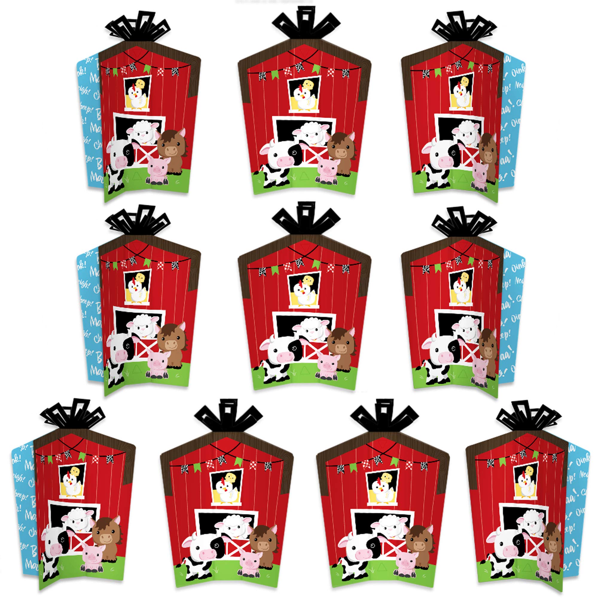 Big Dot of Happiness Farm Animals Table Decorations - 10-Piece Barnyard Baby Shower & Birthday Party Centerpieces (Fold & Flare Design) - Perfect for Farm-Themed Events, Nursery Decor, and Country-Style Celebrations