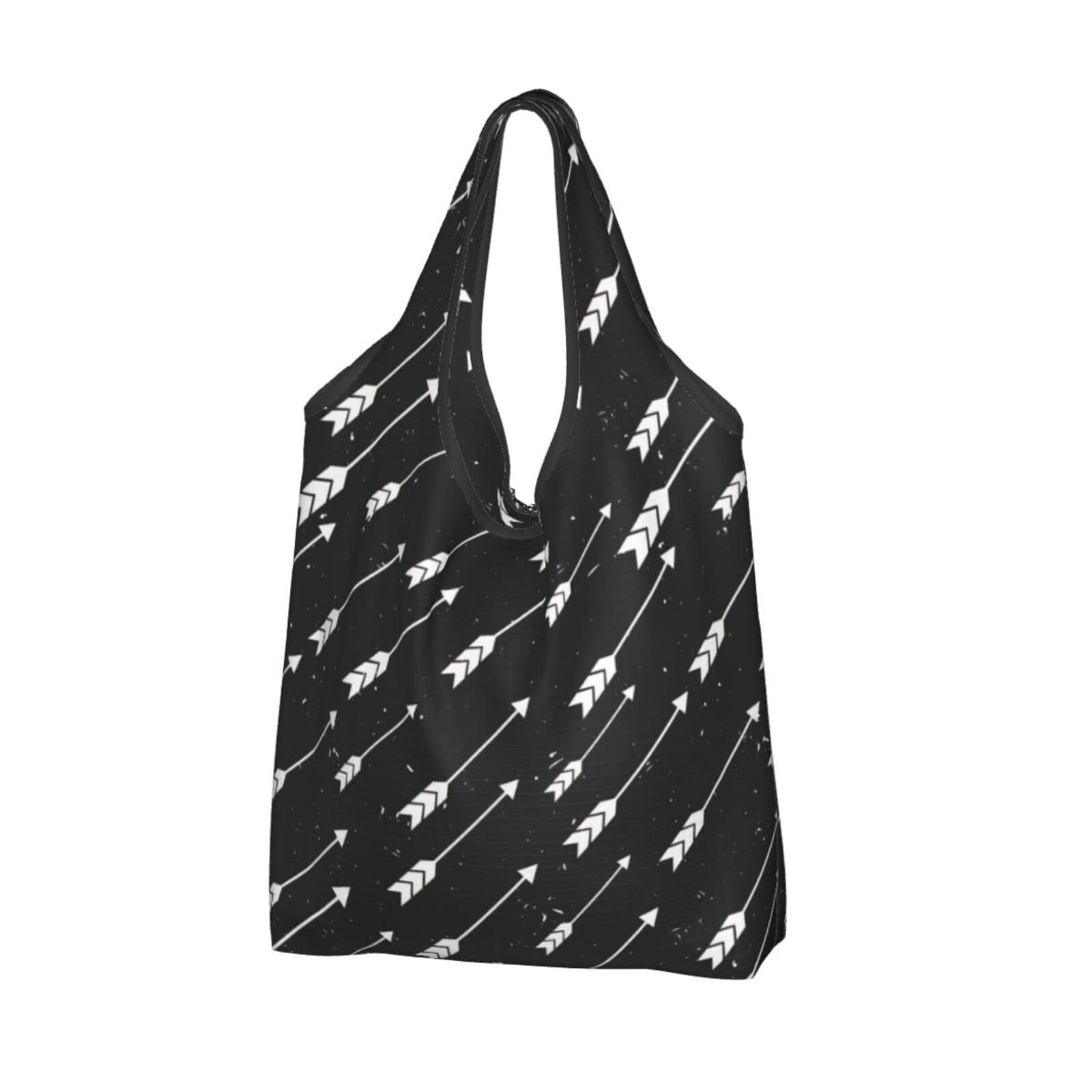 Eco-Friendly Reusable Shopping Bags - Waterproof Foldable Grocery Tote with Black & White Arrow Design | Perfect for Groceries, Beach Trips & Daily Errands
