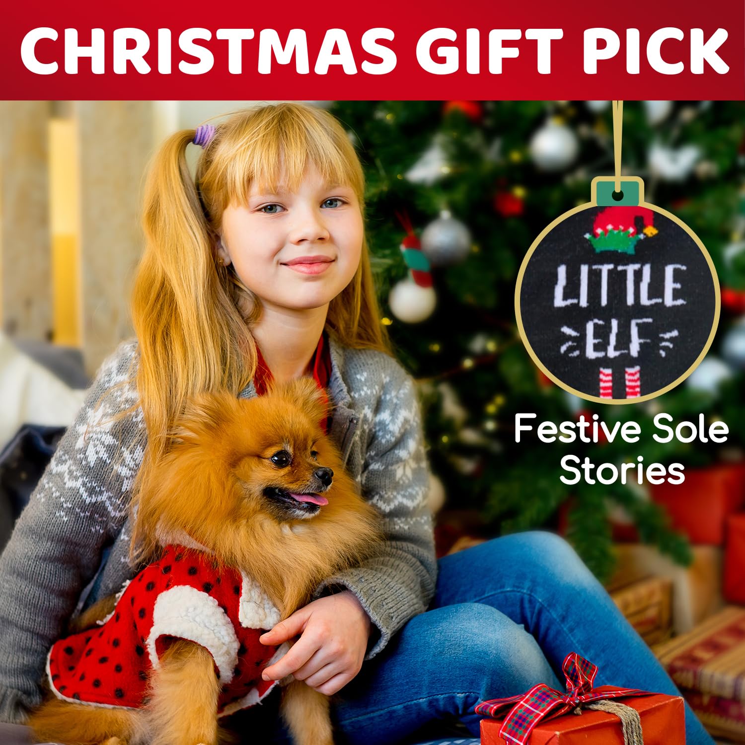 HappyPop Christmas Stocking Stuffer Socks for Kids - Fun Elf & Dinosaur Holiday Socks for Boys & Girls Ages 2-12 - Perfect Gift with Greeting Card for Christmas Morning, School Parties & Family Gatherings