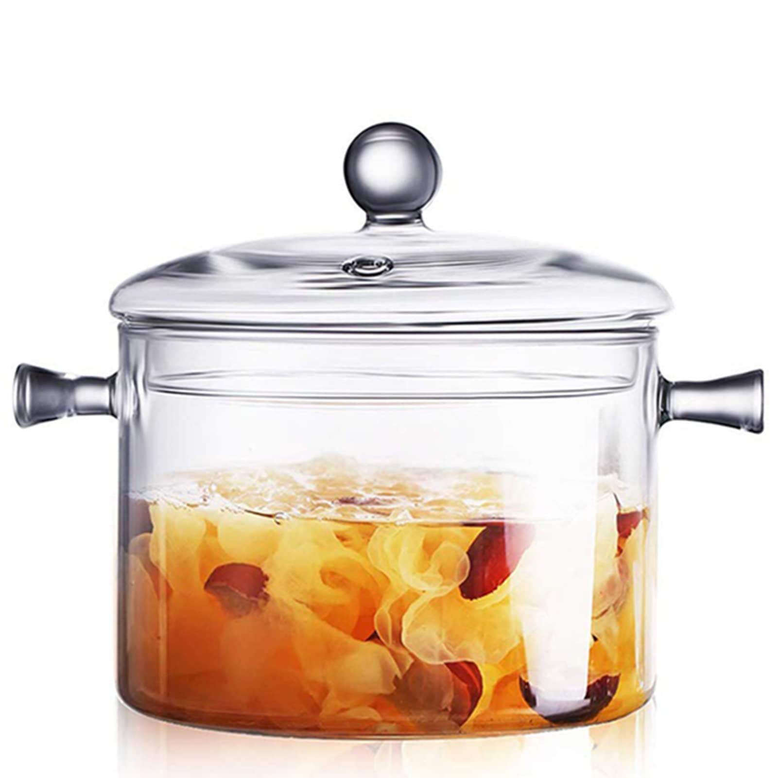 Premium Borosilicate Glass Stovetop Cooking Pot - 2000ml Clear Heat-Resistant Saucepan for Pasta, Instant Noodles, Baby Food, Milk & Hot Pot | Safe for Gas, Electric & Induction Cooktops | Ideal for Family Meals & Meal Prep