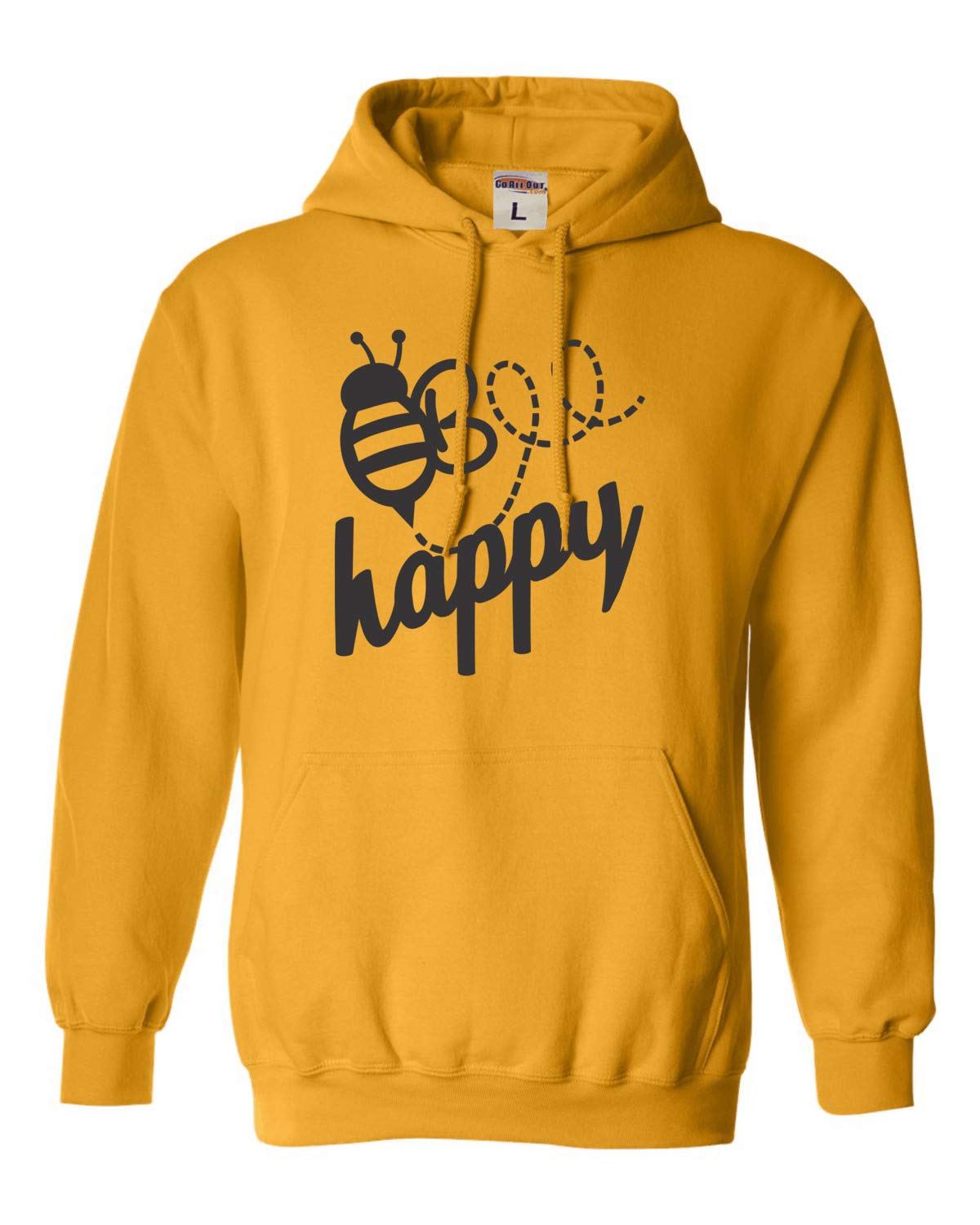 Go All Out Bee Happy Unisex Sweatshirt Hoodie - Soft & Comfortable Pullover for Men & Women - Perfect for Casual Wear, Outdoor Activities & Gifts