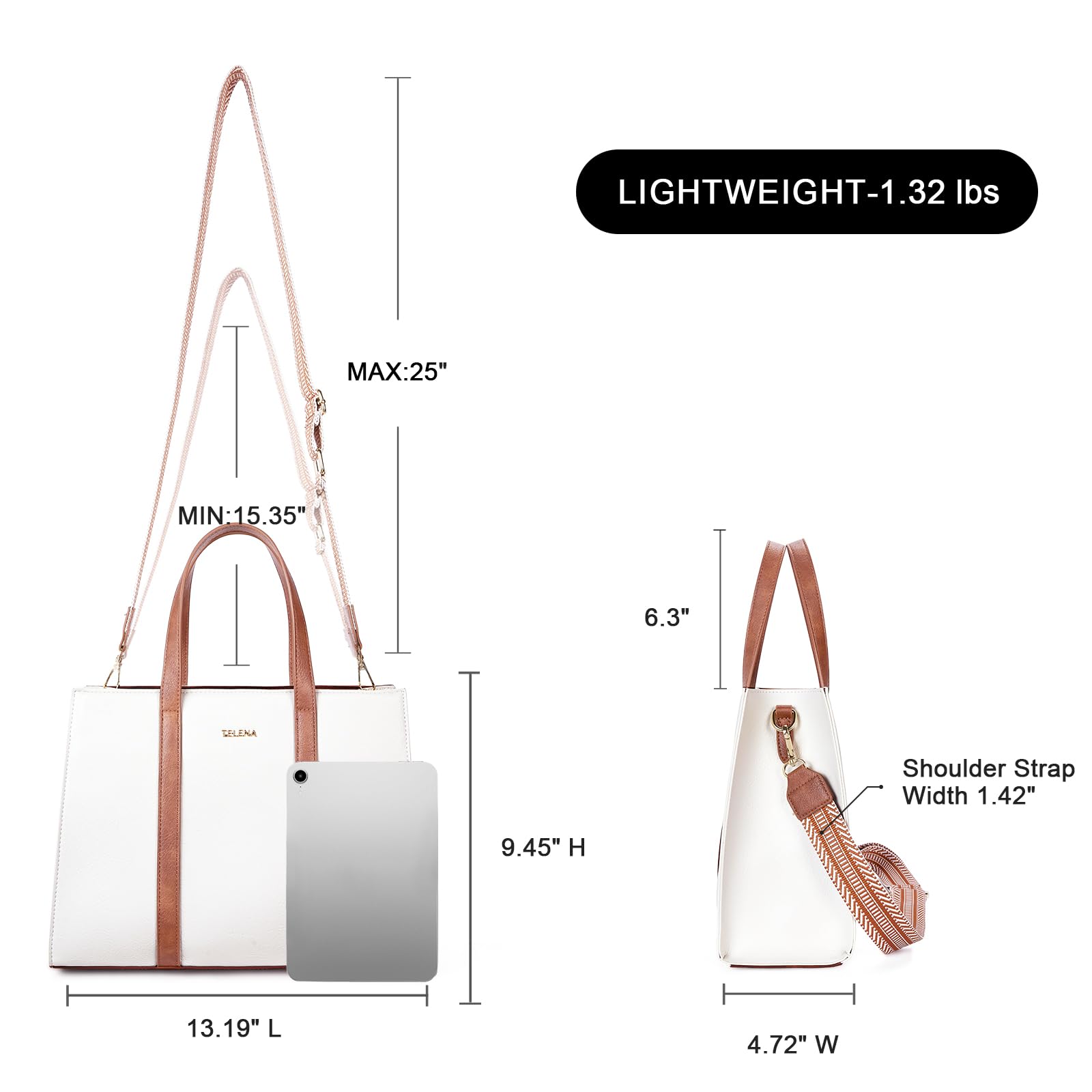 Telena Genuine Leather Tote Bag for Women - Stylish Crossbody Purse with Multiple Compartments & Adjustable Shoulder Strap | Perfect for Work, Travel & Everyday Use