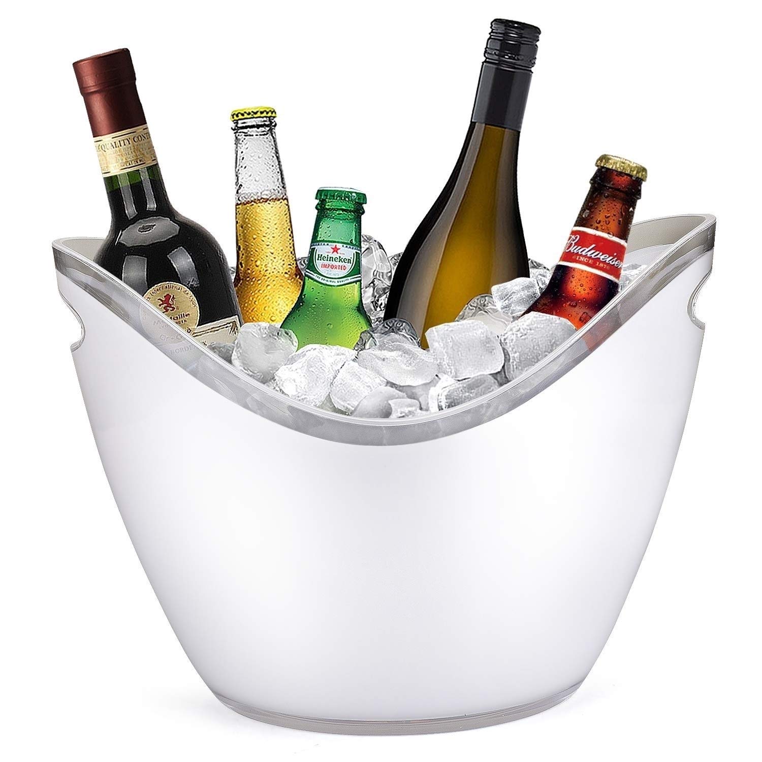 GANFANREN 8 Liter Clear Acrylic Ice Bucket - Perfect for Wine & Champagne Bottles, Party & Bar Accessories (White) - Ideal for Weddings, Cocktail Parties & Home Entertaining